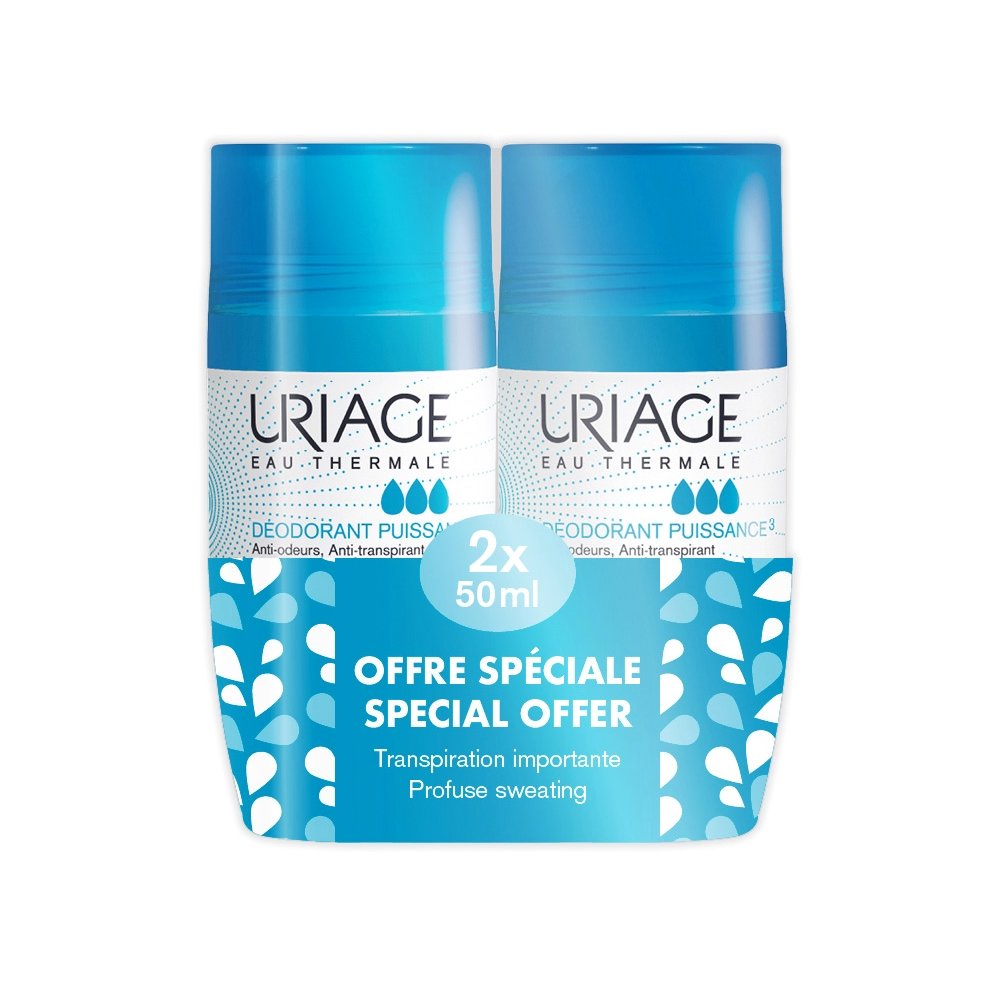 Uriage Eau Thermale Power 3 Deodorant Προσφέρει Αποτελεσματική Δράση Ενάντια στην Εφίδρωση και Καταπολεμά τις Οσμές 2x50ml
