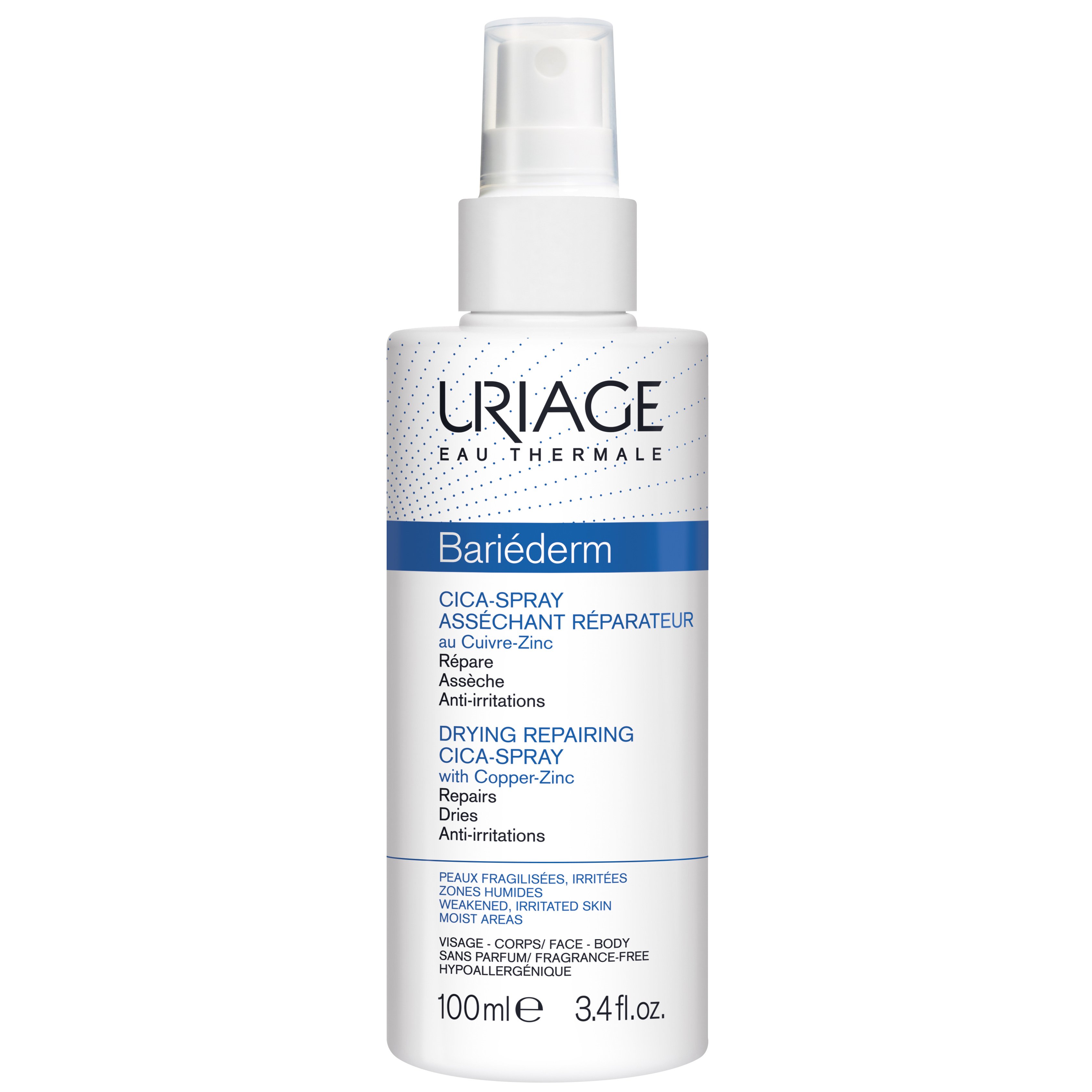 Uriage Eau Thermale Bariederm Drying Repairing Cica Spray Ιδανικό για τις Αποδυναμωμένες Περιοχές με Υγρασία 100ml