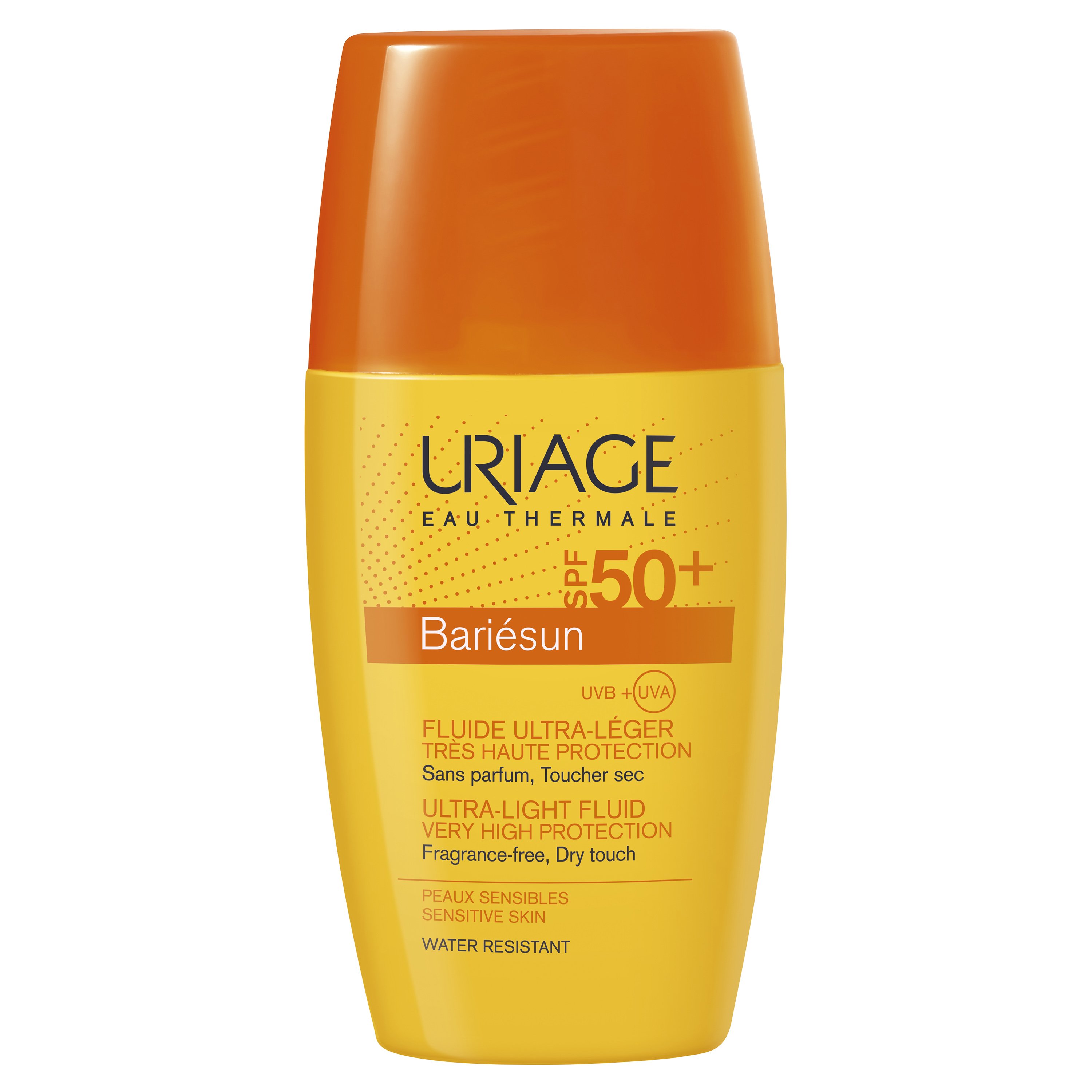 Uriage Bariesun Spf50+ Ultra-Light Fluide Πολύ Λεπτόρρευστη Αντηλιακή Λοσιόν Προσώπου Πολύ Υψηλής Προστασίας Χωρίς Άρωμα 30ml