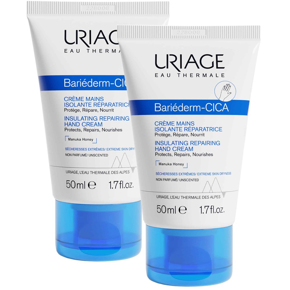 Uriage Uriage Promo Bariederm Cica Insulating Repairing Hand Cream Μονωτική & Αναπλαστική Κρέμα Χεριών για Πολύ Ξηρές Επιδερμίδες 100ml (2x50ml)