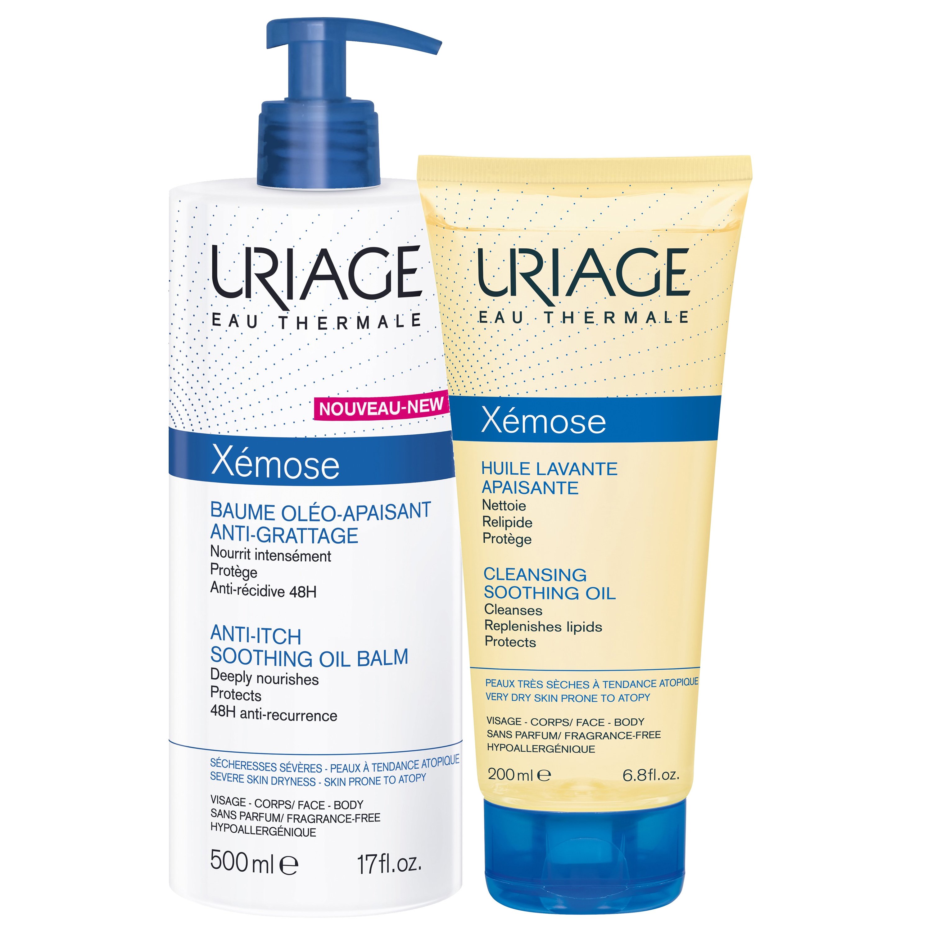 Uriage Eau Thermale Xemose Πακέτο Προσφοράς Anti-Itch Soothing Oil Balm 500ml & Δώρο Cleansing Soothing Oil 200ml
