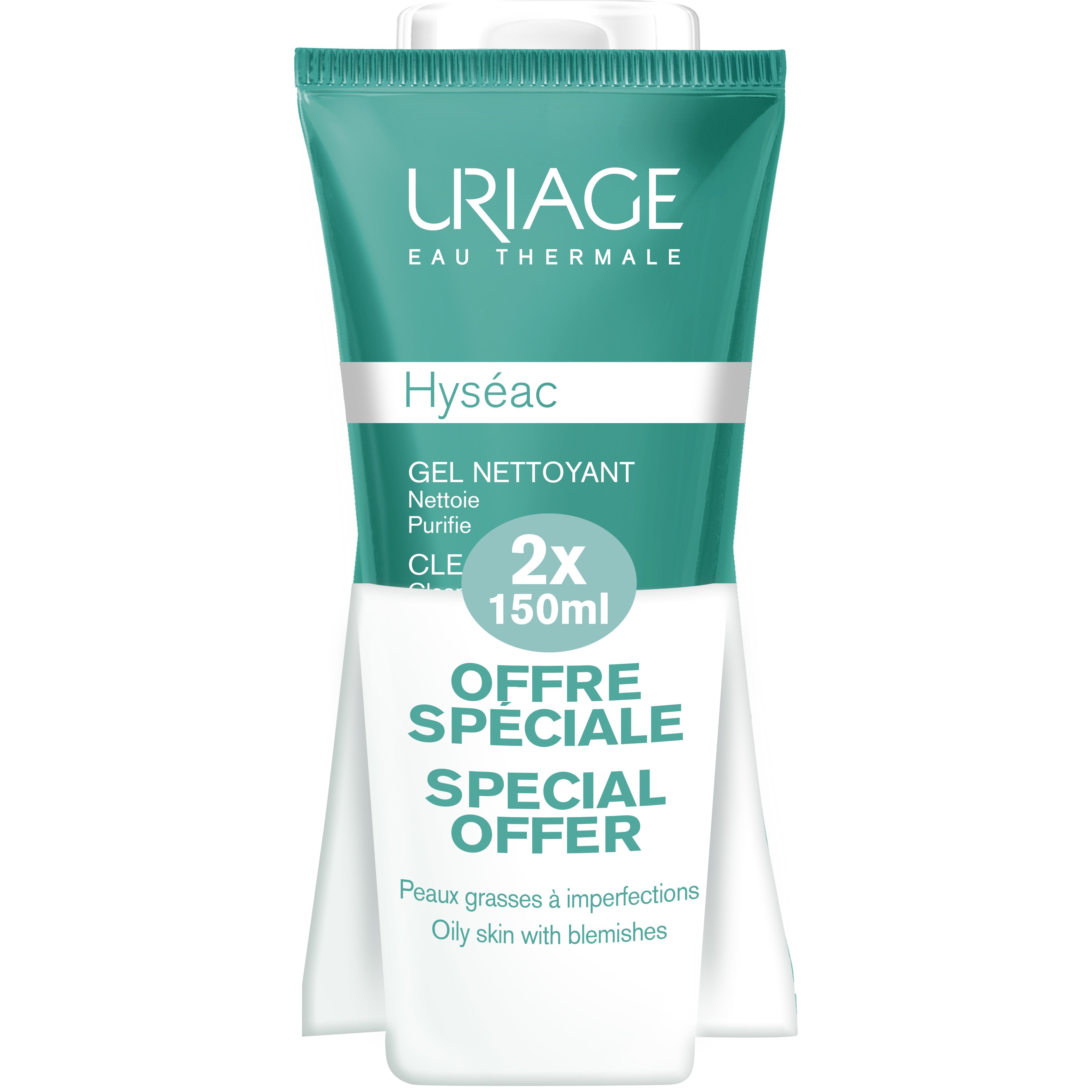 Uriage Πακέτο Προσφοράς Hyseac Gel Nettoyant Τζελ Καθαρισμού για Λιπαρές Επιδερμίδες & Ατέλειες 2x150ml
