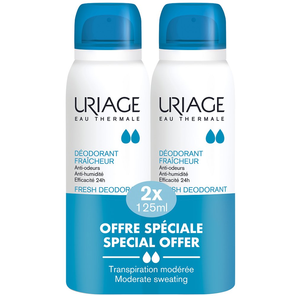 Uriage Πακέτο Προσφοράς Eau Thermale Fresh Deodorant Spray Αποσμητικό Spray Διπλής 24ωρης Δράσης Ενάντια στις Οσμές & την Εφίδρωση 2x125ml