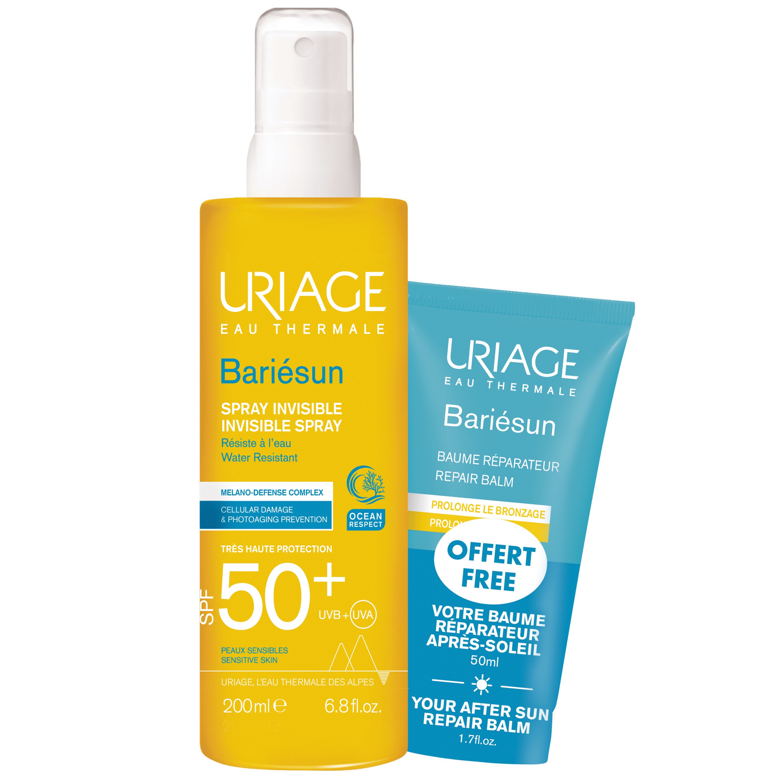 Uriage Πακέτο Προσφοράς Bariesun Invisible Spray Spf50+, 200ml & Δώρο Bariesun After Sun Repair Balm 50ml