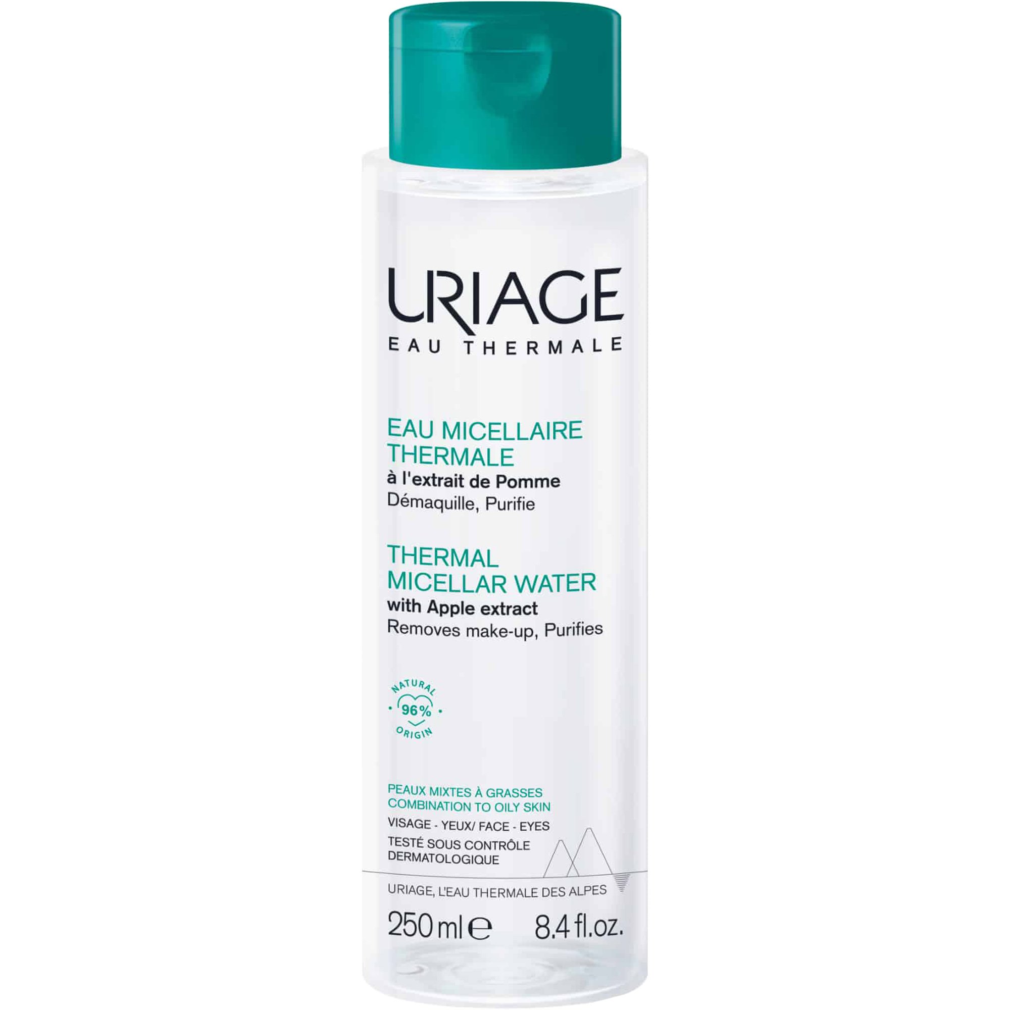 Uriage Thermal Micellar Water Ιαματικό Νερό με Πράσινο Μήλο για Πρόσωπο & Μάτια, Αφαιρεί Τέλεια το Μακιγιάζ, Μικτή προς Λιπαρή Επιδερμίδα 250ml