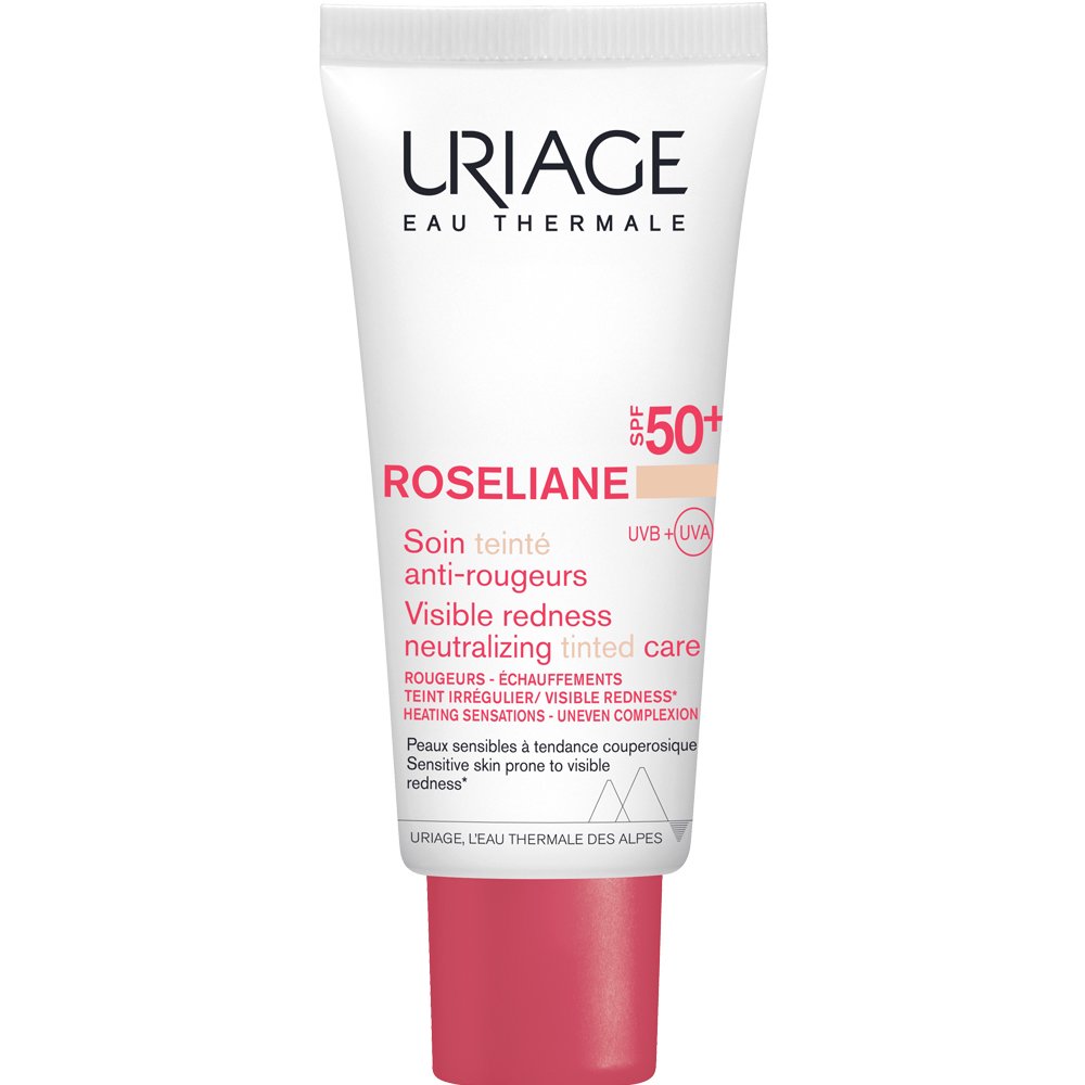 Uriage Roseliane Visible Redness Neutralizing CC Light Tinted Care Spf50+ Αντηλιακή Κρέμα Προσώπου με Χρώμα Πολύ Υψηλής Προστασίας για Ευαίσθητο Δέρμα με Τάση για Ερυθρότητα ή για Δέρμα με Ροδόχρου Νόσο 40ml