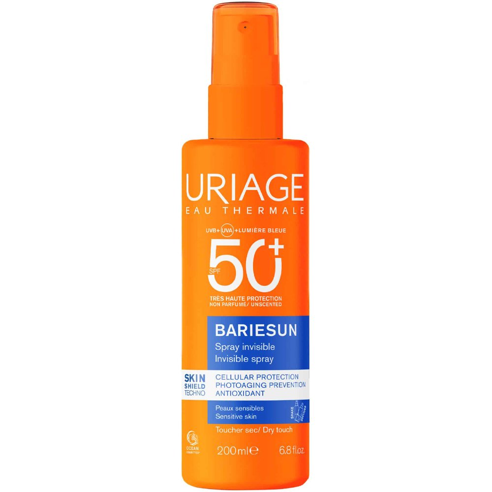 Uriage Bariesun Invisible Unscented Spf50+ Dry Touch Spray Διάφανο Αντηλιακό Spray Προσώπου & Σώματος Πολύ Υψηλής Προστασίας Κατάλληλο & για Ευαίσθητες Επιδερμίδες Χωρίς Άρωμα 200ml