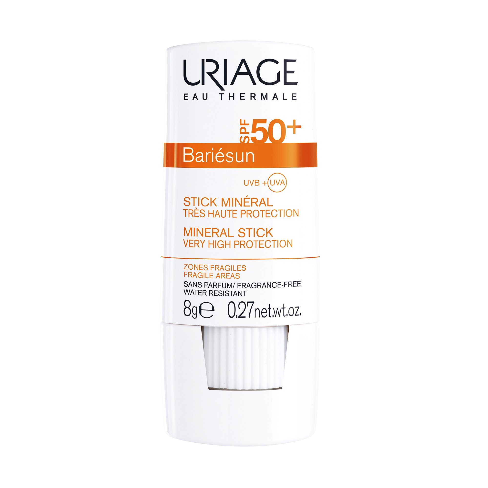 Uriage Eau Thermale Bariesun Mineral Stick SPF50+ Εξασφαλίζει Πολύ Υψηλή Ανοχή και Προστασία στις πιο Ευαίσθητες Περιοχές 8gr