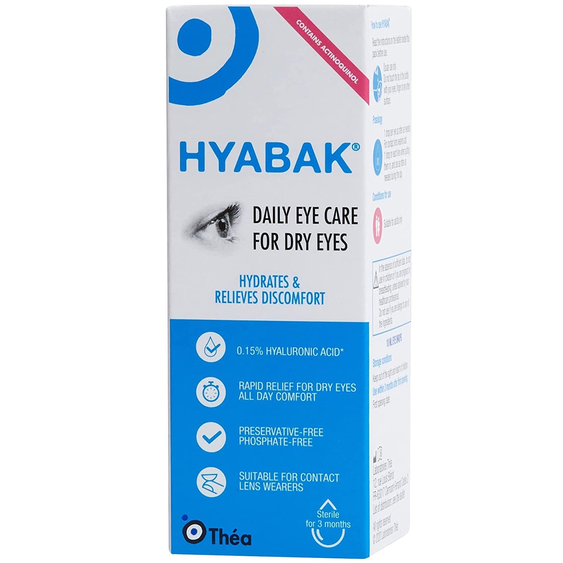 Thea Hyabak Daily Eye Care for Dry Eyes Οφθαλμικές Σταγόνες που Ενυδατώνουν & Καταπραΰνουν τα Ξηρά & Ερεθισμένα Μάτια 10ml