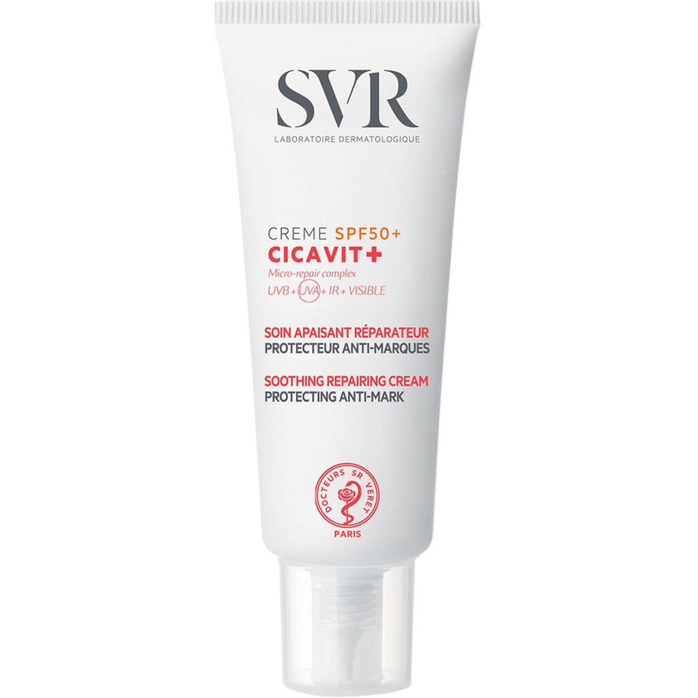 SVR Cicavit+ Soothing Protecting SPF50+ Anti-Mark Cream Αναπλαστική & Αντηλιακή Κρέμα Πολύ Υψηλής Προστασίας με Αόρατη Υφή Χωρίς Άρωμα 40ml