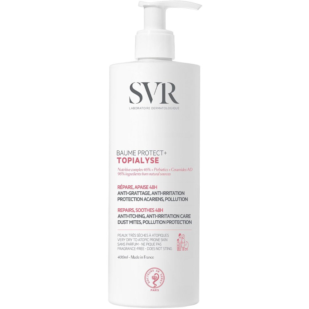 SVR Topialyse Protect+ 48h Anti-Itching & Irritation Care Balm Καταπραϋντική Κρέμα Σώματος & Προσώπου για Ατοπικές, Ξηρές & Πολύ Ξηρές Επιδερμίδες με Αντλία 400ml