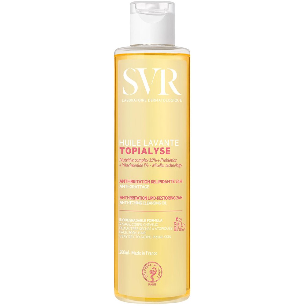 SVR Topialyse Huile Anti-Itching Cleansing Oil Έλαιο Καθαρισμού Προσώπου & Σώματος για Ξηρό, Ευαίσθητο & Ατοπικό Δέρμα Κατά του Κνησμού για 24ώρη Ενυδάτωση 200ml