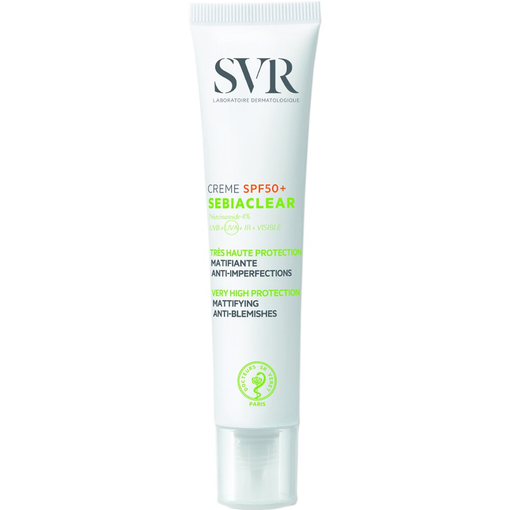 SVR Sebiaclear Spf50+ Mattifying Anti-Blemishes Creme Αντηλιακή Κρέμα Προσώπου για Λιπαρό Δέρμα με Τάση για Ακμή & Ατέλειες με Ματ Υφή 40ml