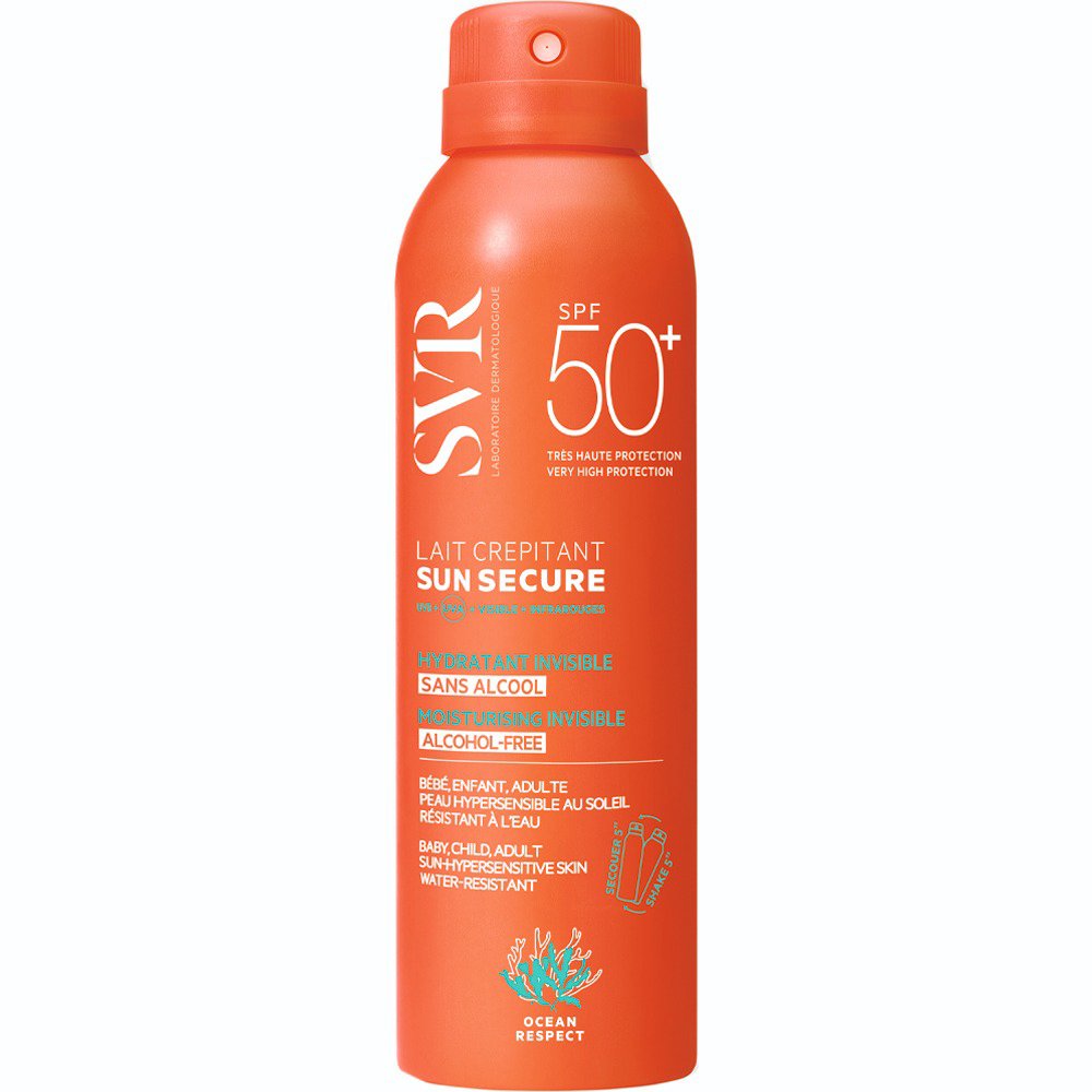 SVR Sun Secure Spf50+ Moisturising Invisible Crackling Milk Spray Αντηλιακό Γαλάκτωμα Πολύ Υψηλής Προστασίας για Πρόσωπο & Σώμα Χωρίς Αλκοόλ 200ml