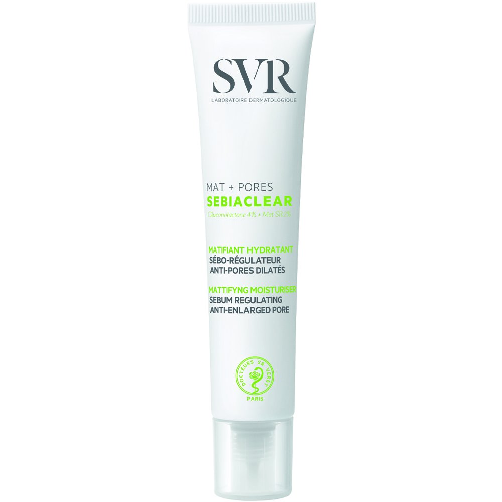 SVR Sebiaclear Mat & Pores Sebum Regulating Anti-Enlarged Pore Cream Ματ Κρέμα Προσώπου Διπλής Δράσης για Ενυδάτωση & Ρύθμιση Σμήγματος με 4% Γλυκονολακτόνη, Σαλικυλικό Οξύ & 2% Mat SR 40ml
