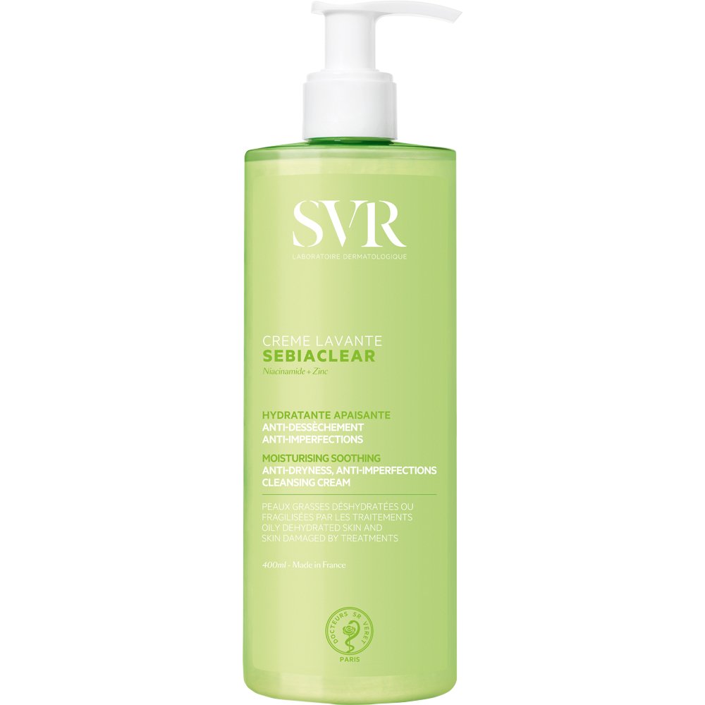 SVR Sebiaclear Anti-Dryness & Imperfections Moisturising Soothing Cleansing Cream Κρέμα Καθαρισμού για Πρόσωπο & Σώμα Χωρίς Σάπωνες Ιδανική για Επιδερμίδες με Τάση Ακμής με Αντλία 400ml