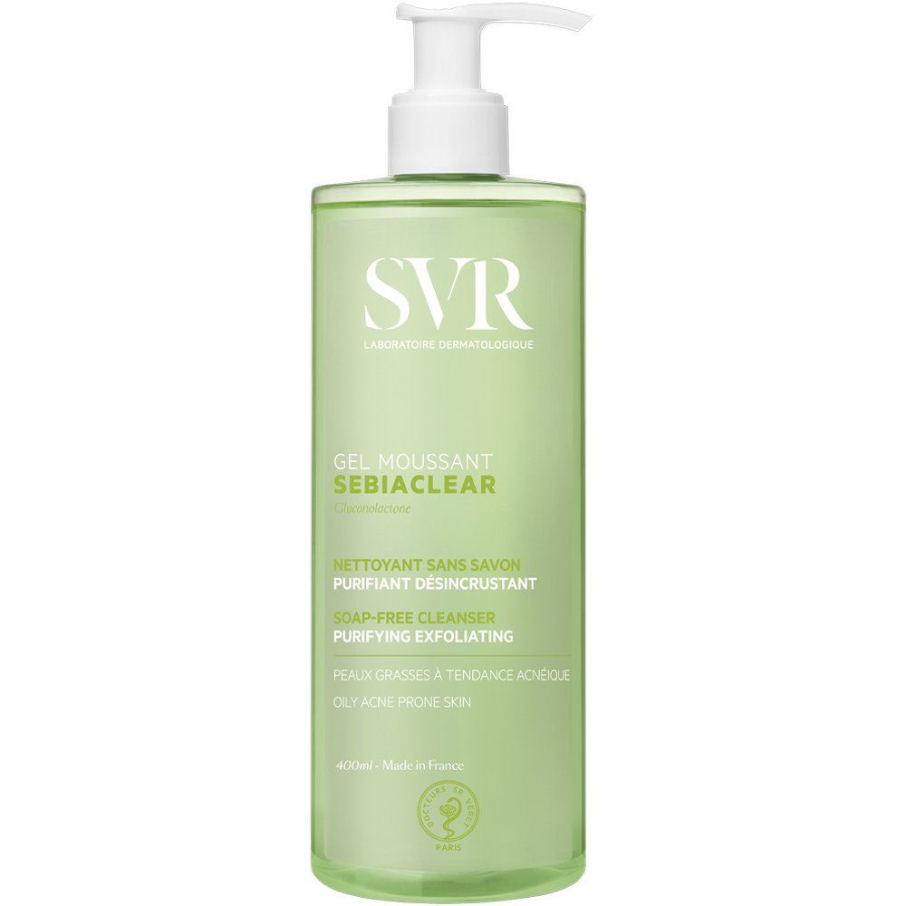SVR Sebiaclear Anti-Imperfections Gel Moussant Cleanser Καθαριστικό Τζελ Προσώπου & Σώματος για Λιπαρό Δέρμα με Τάση Ακμής με Γλυκονολακτόνη & Σαλικυλικό Οξύ με Αντλία 400ml