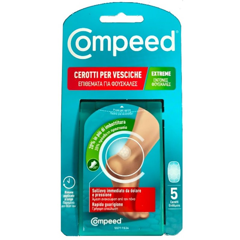 Compeed Compeed Extreme Medium Patches Επιθέματα Μεσαίου Μεγέθους Σχεδιασμένα για Ιδιαίτερα Επώδυνες Φουσκάλες &  Άμεση Ανακούφιση Από τον Πόνο 5 Τεμάχια