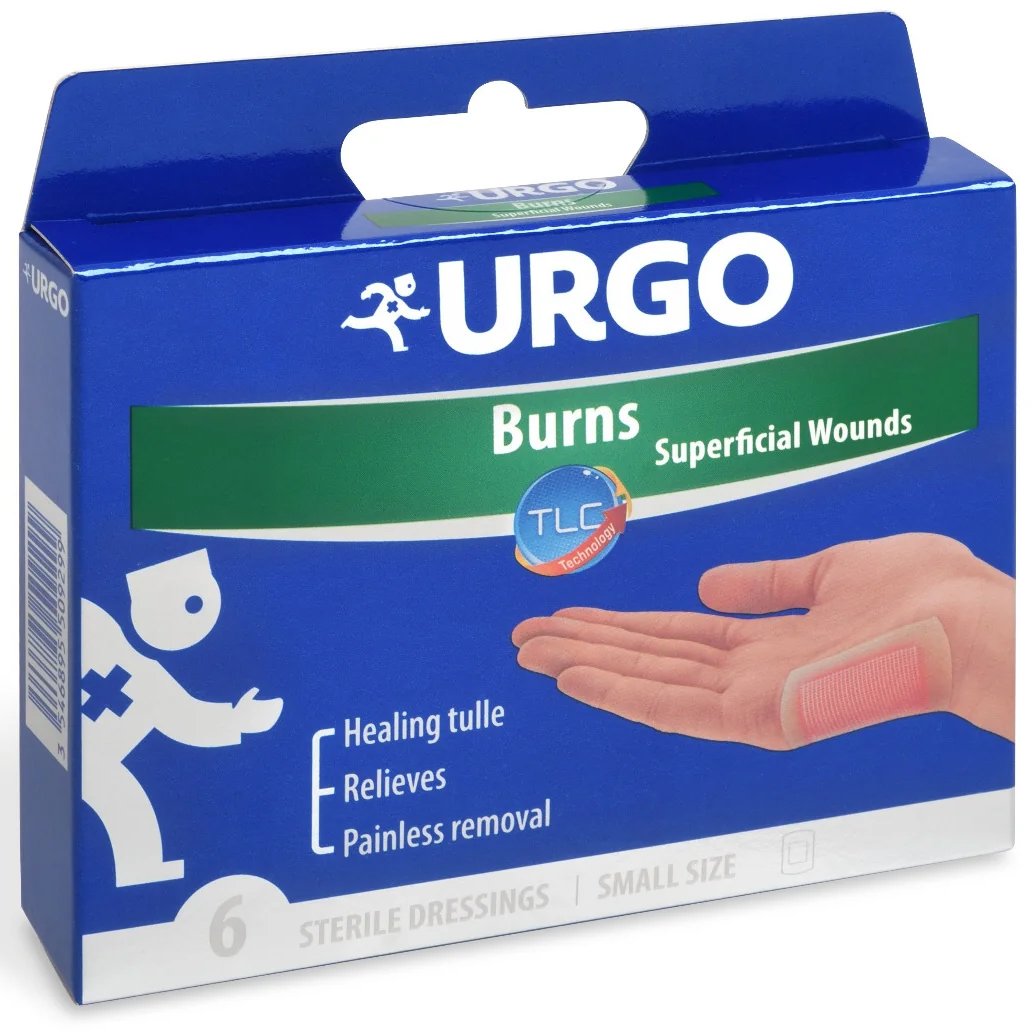 Urgo Burns & Superficial Wounds Dressings Αποστειρωμένα Εμποτισμένα Επιθέματα για την Αποτελεσματική Αντιμετώπιση Εγκαυμάτων 1ου & Επιφανειακού 2ου Βαθμού 6 Τεμάχια