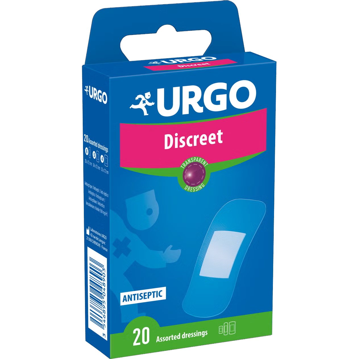 Urgo Discreet Transparent Pads Αντισηπτικά, Διάφανα Αυτοκόλλητα Επιθέματα για Αόρατη Προστασία 20 Τεμάχια