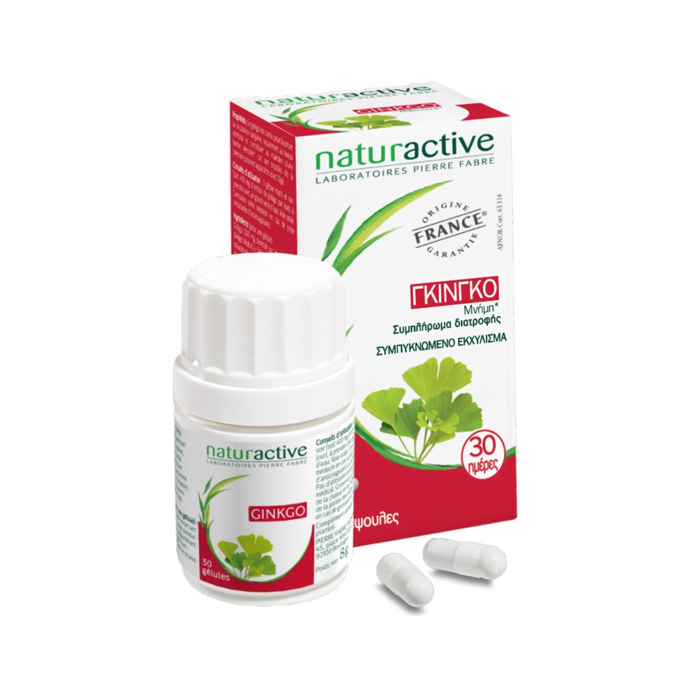 Naturactive Ginkgo Biloba Συμβάλει στην Ενίσχυση της Μνήμης & στην Τόνωση της Κυκλοφορίας στον Εγκέφαλο 60caps