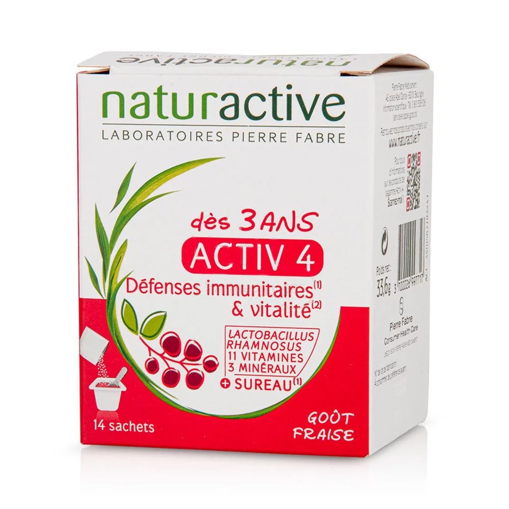 Naturactive Activ 4 Συμπλήρωμα Διατροφής, Πολυβιταμίνη για Παιδιά Από 3 Ετών με Γεύση Φράουλα 14 Sachets