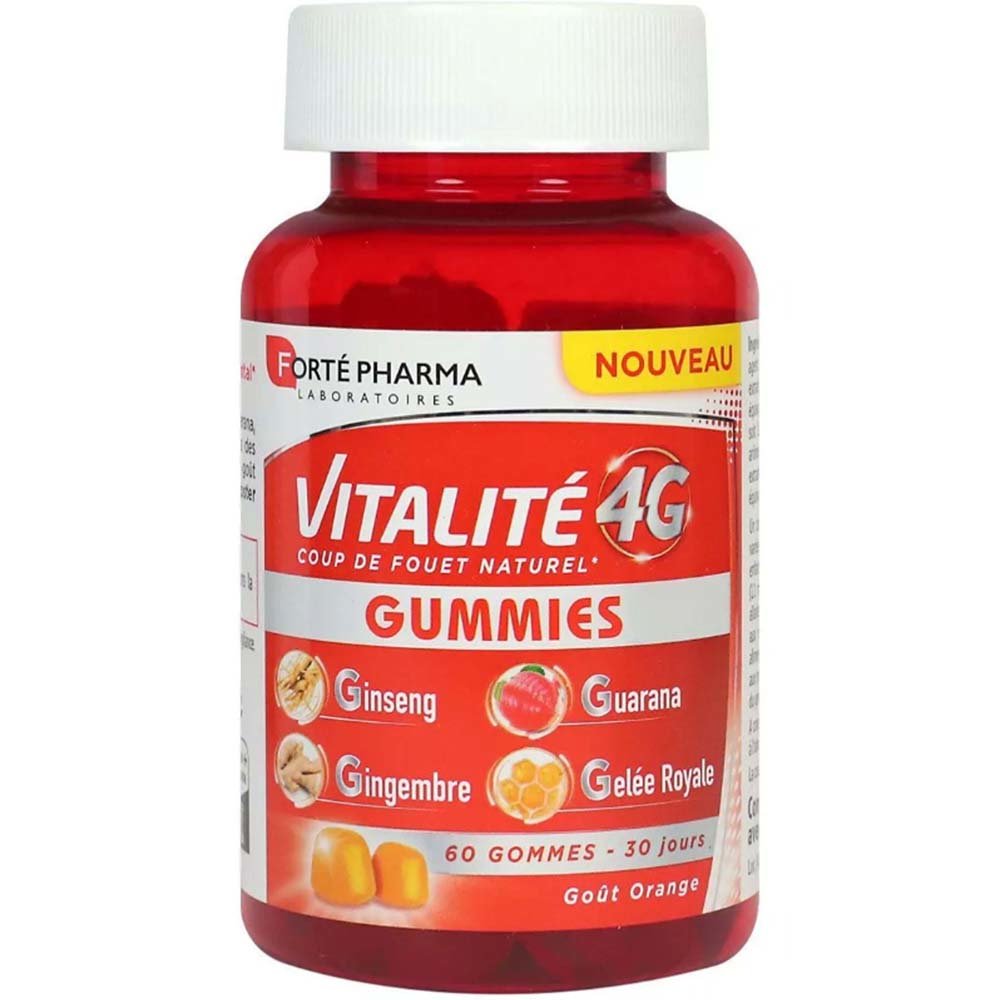 FORTE PHARMA Forte Pharma Vitalite 4G Gummies Συμπλήρωμα Διατροφής Φυτικών Εκχυλισμάτων & Βασιλικού Πολτού για την Αντιμετώπιση της Σωματικές & Πνευματικής Κόπωσης με Γεύση Πορτοκάλι 60 Softgels