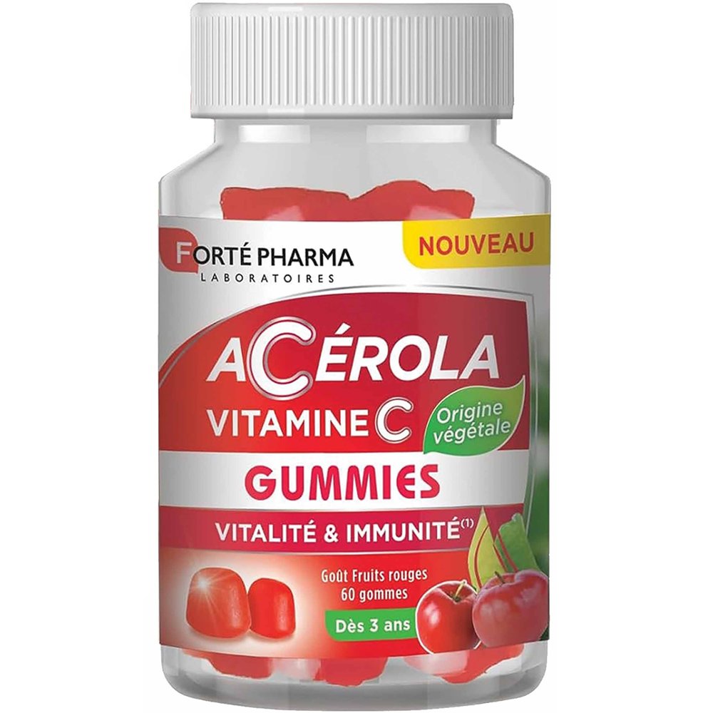 Forte Pharma Acerola Vitamine C Gummies Συμπλήρωμα Διατροφής με Βιταμίνη C από Εκχύλισμα Ασερόλας για την Ενίσχυση του Ανοσοποιητικού με Γεύση Κόκκινων Φρούτων 60 Softgels