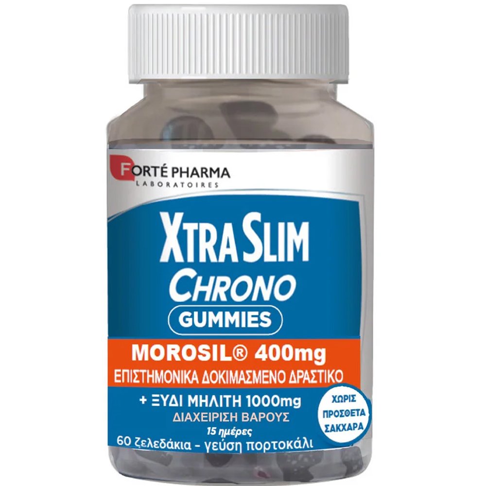Forte Pharma XtraSlim Chrono Gummies Συμπλήρωμα Διατροφής με Ξύδι Μηλίτη, Εκχύλισμα Κόκκινου Πορτοκαλιού & Πρεβιοτικών για τον Έλεγχο της Όρεξης & τη Διαχείριση του Βάρους με Γεύση Πορτοκάλι 60 Ζελεδάκια