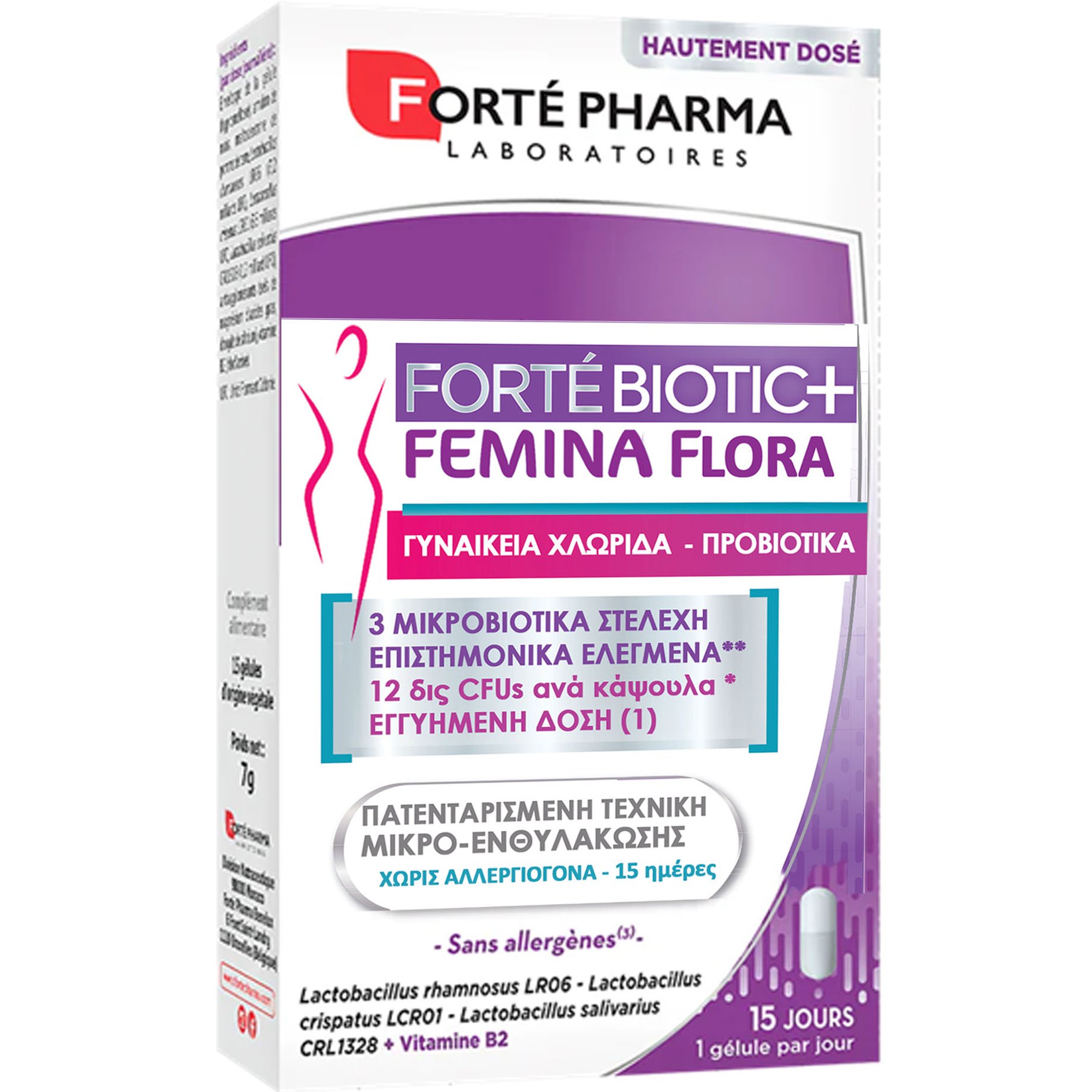 FORTE PHARMA Forte Pharma ForteBiotic Femina Flora Συμπλήρωμα Διατροφής Προβιοτικών & Βιταμίνης Β2 για τη Διατήρηση Χλωριδικής Ισορροπίας, & Φυσιολογικών Βλεννογόνων στις Γυναίκες 15caps