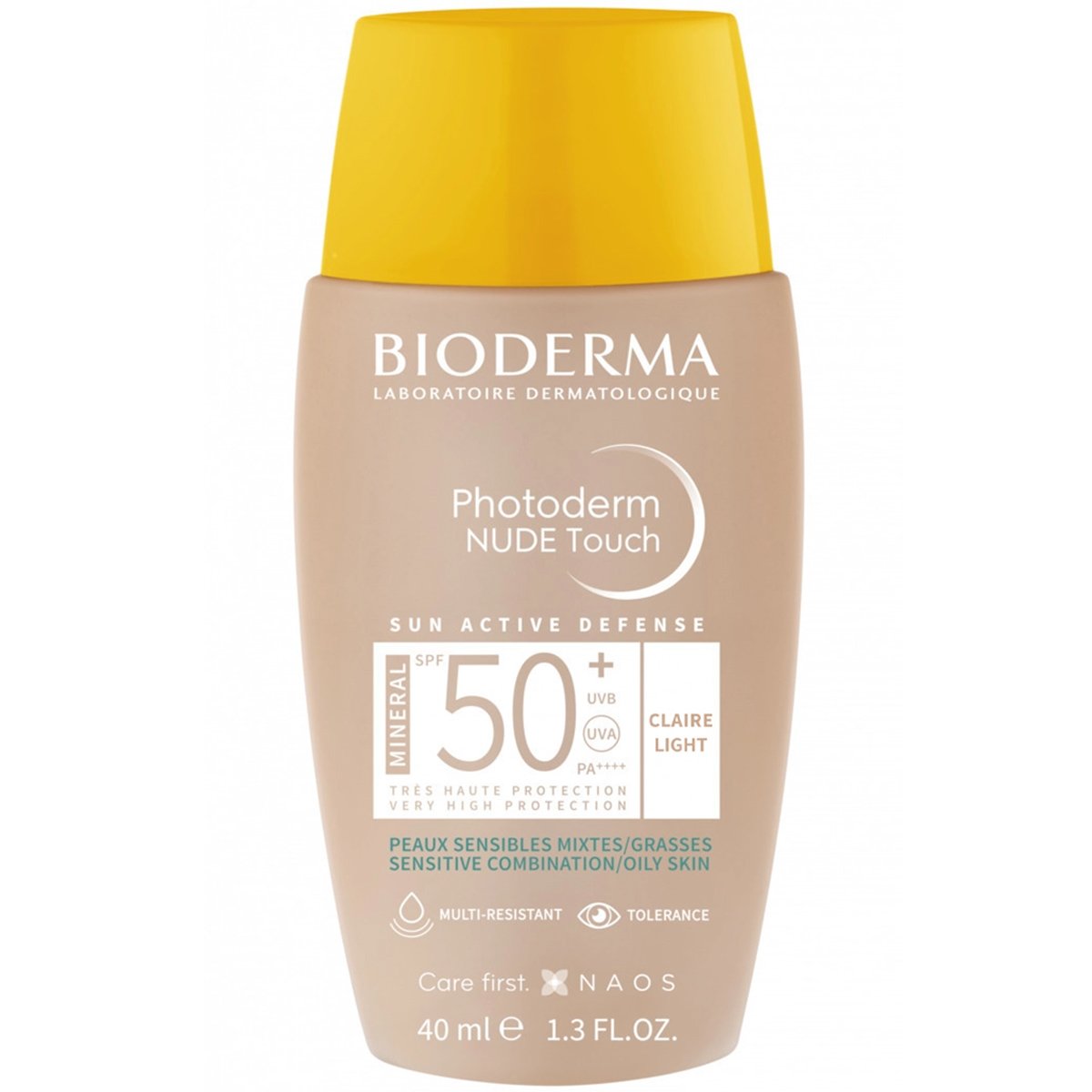 Bioderma Photoderm Nude Touch Mineral Fluid Spf50+, Αντηλιακό Προσώπου με Χρώμα, Πολύ Υψηλής Προστασίας με Εξαιρετικά Λεπτόρρευστη Υφή 40ml – Light