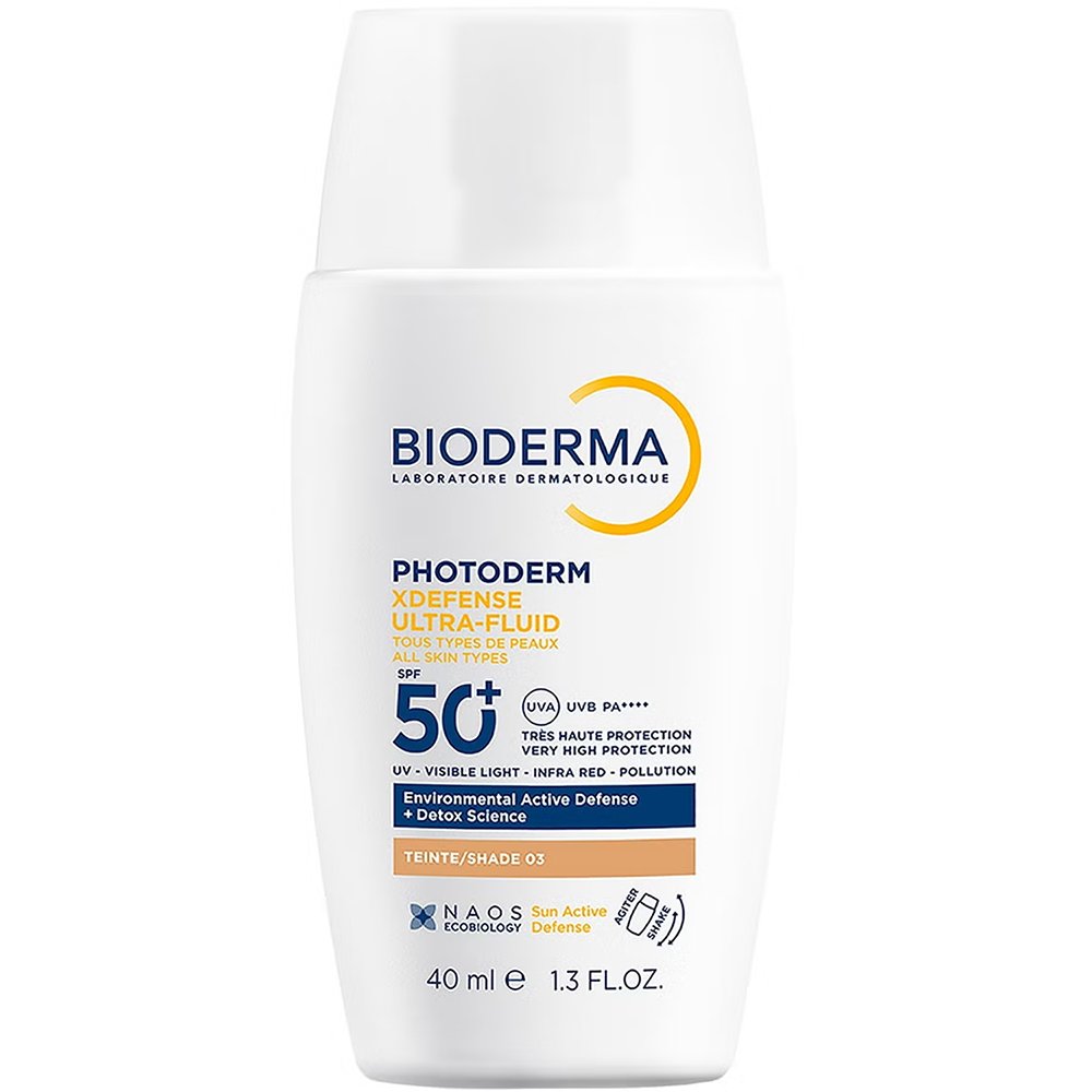 Bioderma Photoderm XDefense Tinted Spf50+ Ultra-Fluid Εξαιρετικά Λεπτόρρευστο Αντηλιακό Προσώπου Πολύ Υψηλής Προστασίας με Χρώμα για Όλους τους Τύπους Επιδερμίδας 40ml - Shade 03