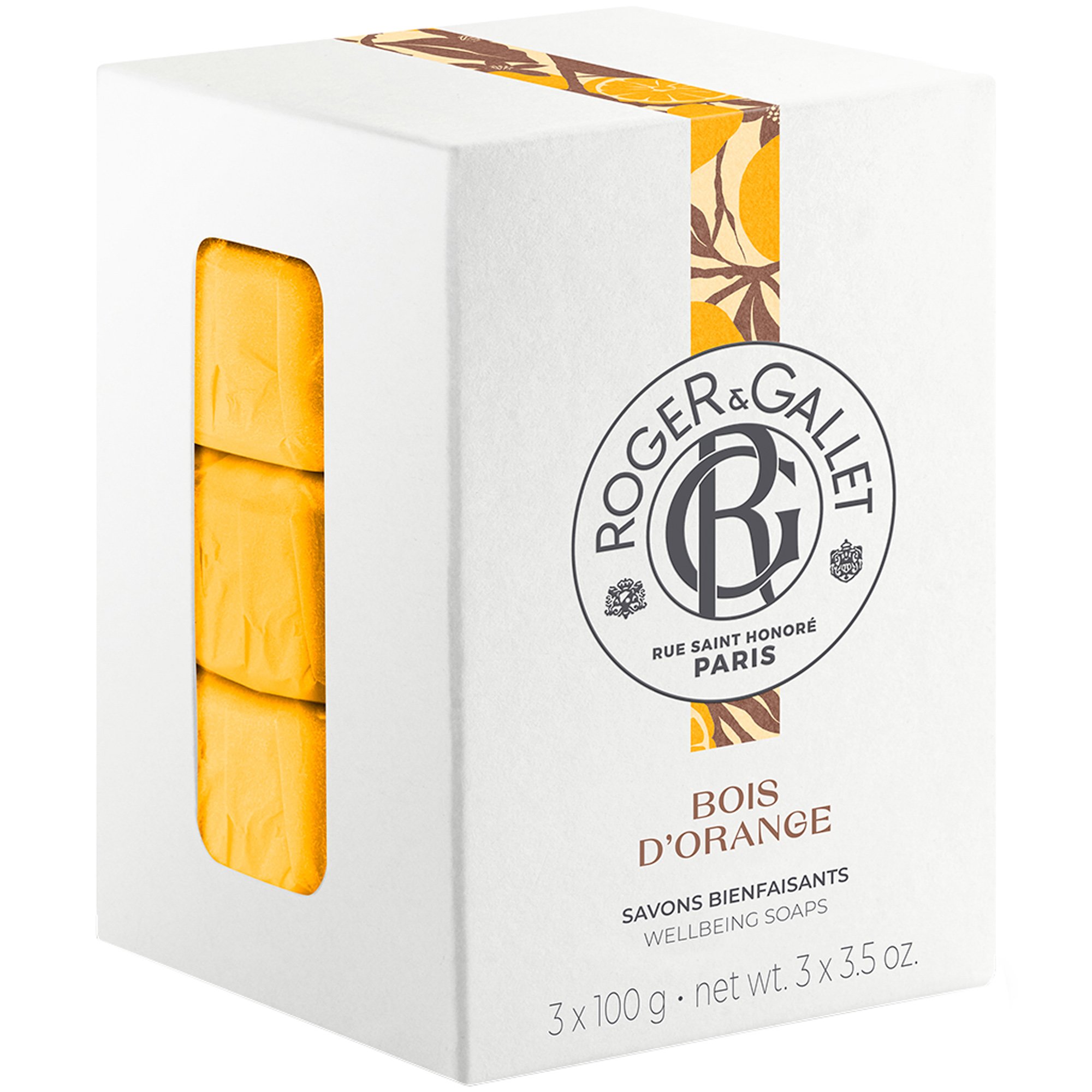 Roger & Gallet Πακέτο Προσφοράς Bois d’Orange Wellbeing Soap Bars Αναζωογονητικό Φυτικό Σαπούνι Σώματος με Άρωμα Άνθους Πορτοκαλιάς 3x100g