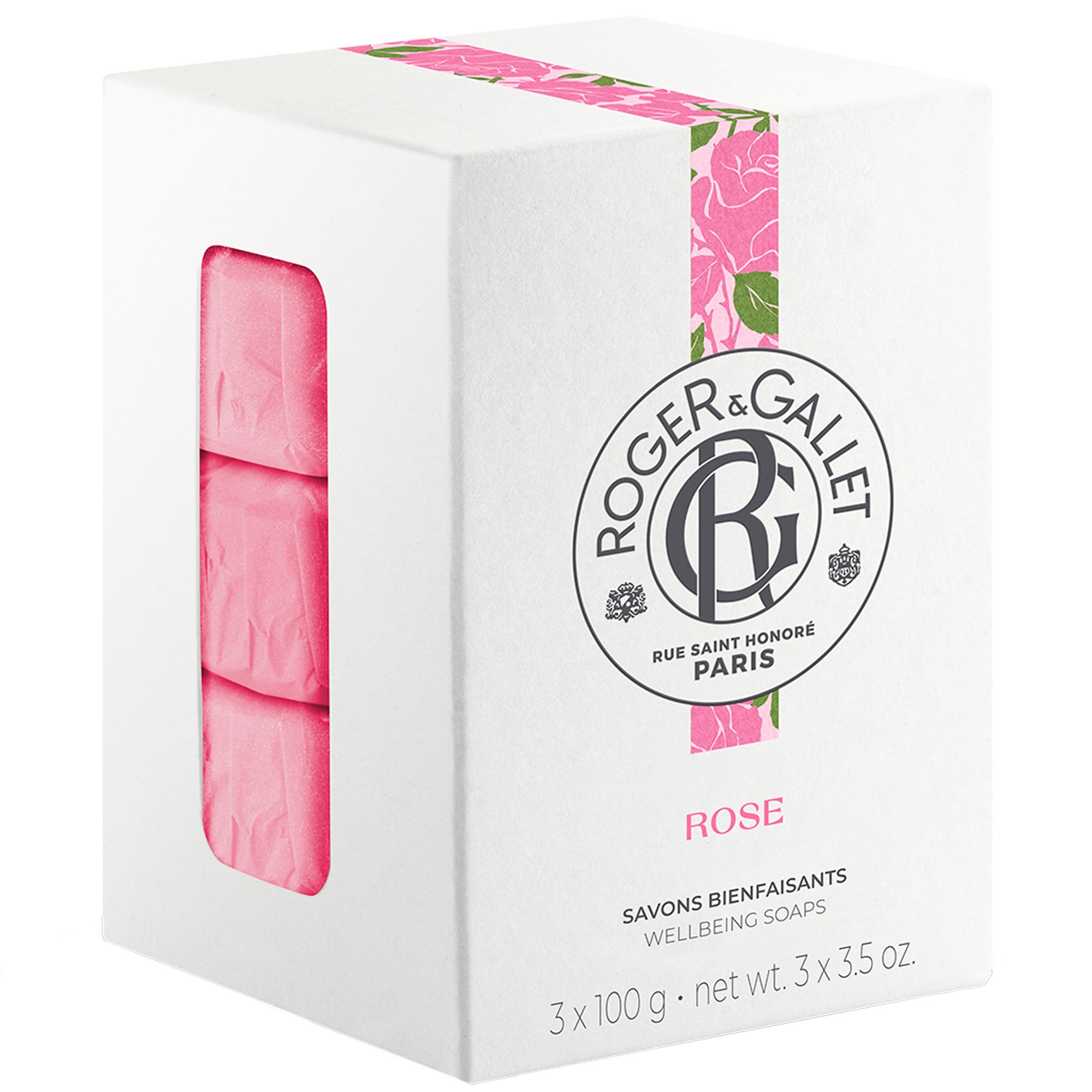 Roger & Gallet Roger & Gallet Πακέτο Προσφοράς Rose Perfumed Soap Bar Αναζωογονητικό Φυτικό Σαπούνι Σώματος με Άρωμα Τριαντάφυλλο 3x100g