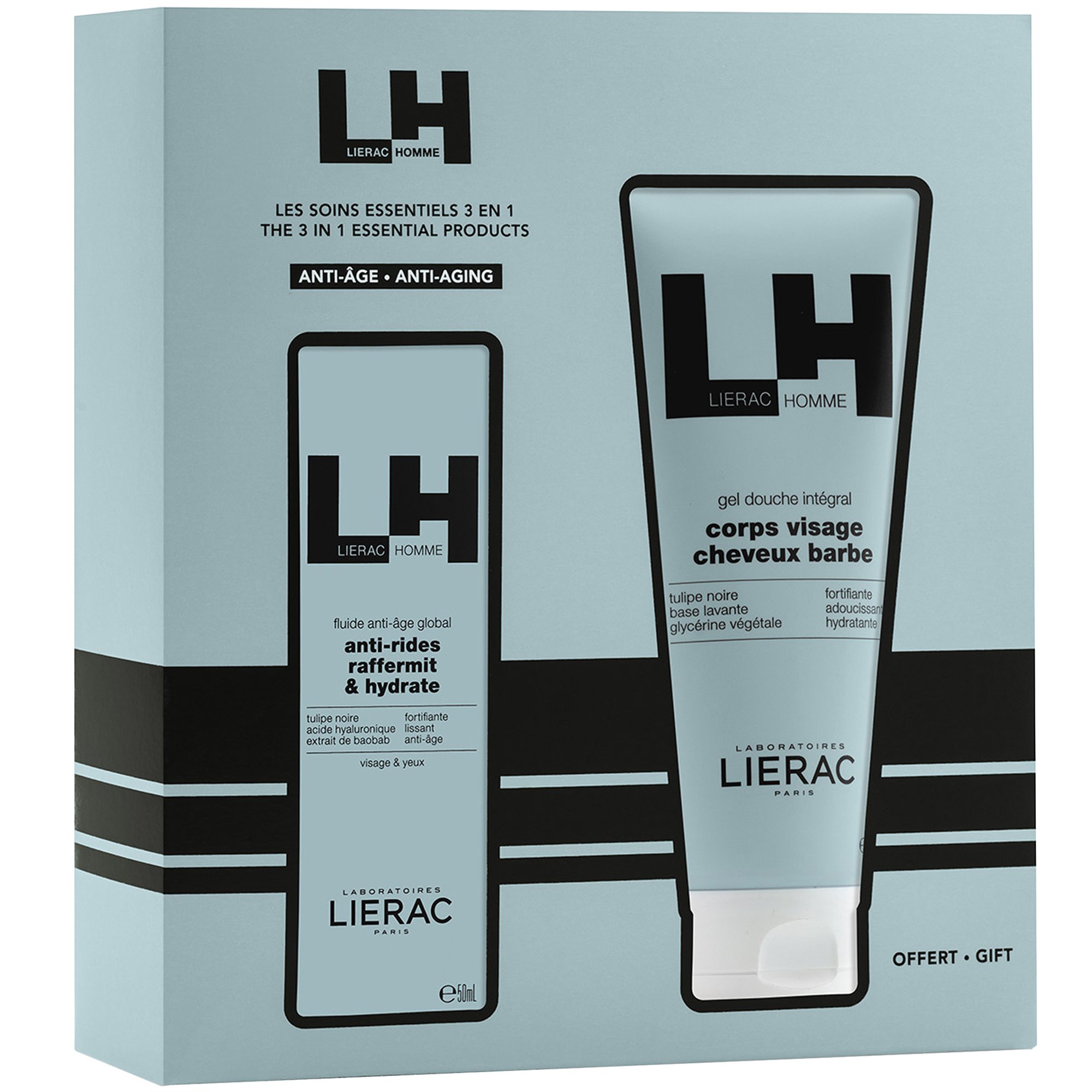Lierac Homme Πακέτο Προσφοράς Global Anti-Aging Fluid 50ml & Δώρο Douche Integral All-Over Shower Gel 200ml