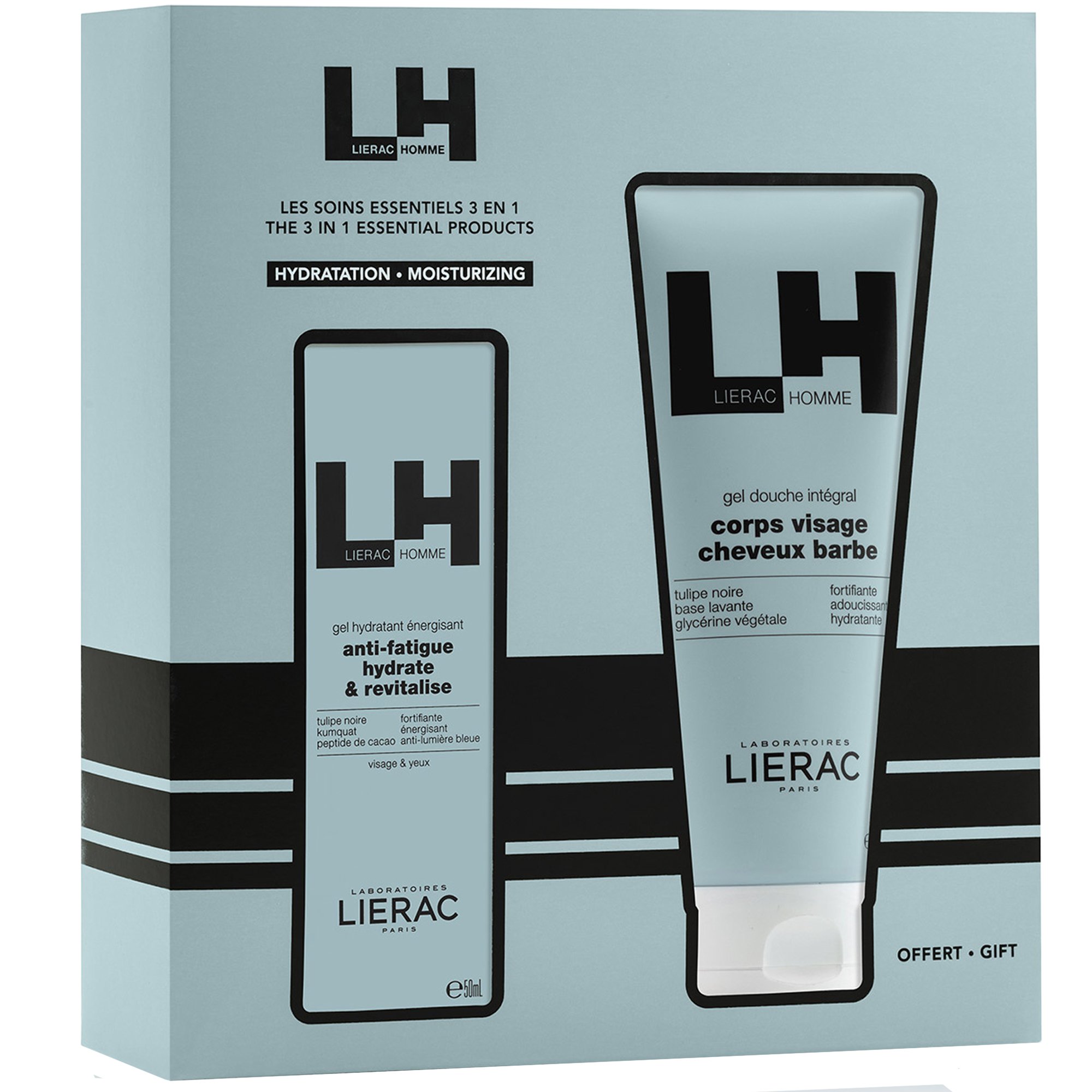Lierac Homme Πακέτο Προσφοράς Anti-Fatigue Hydrate & Revitalize Energizing Moisturizing Gel 50ml & Δώρο Douche Integral All-Over Shower Gel 200ml