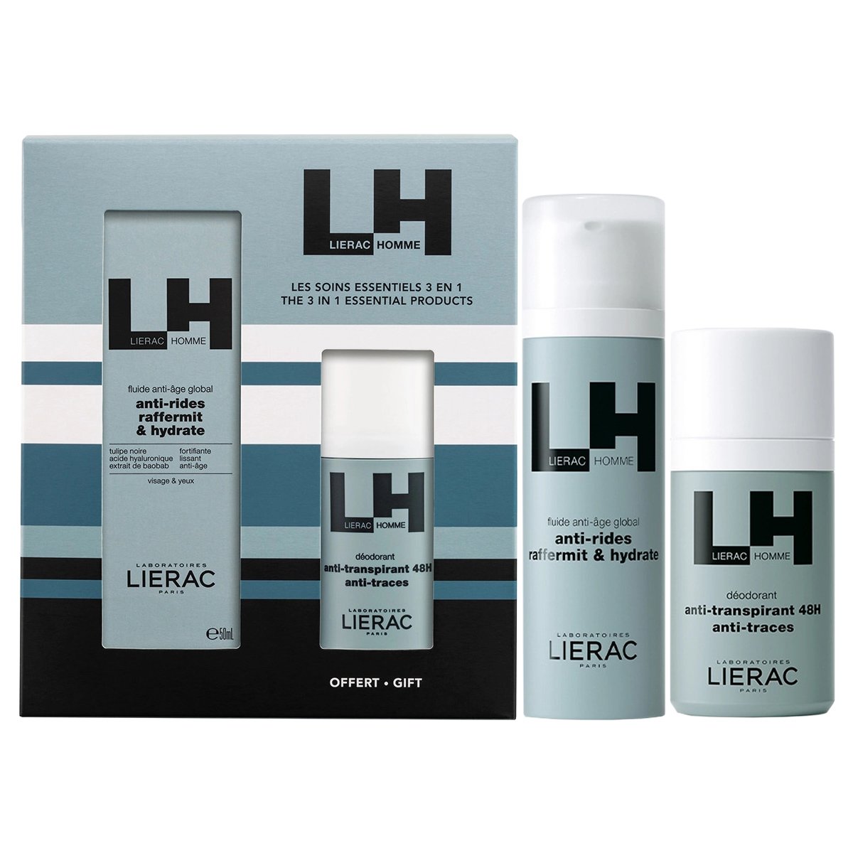 Lierac Lierac Promo Homme Global Anti-Aging Fluid 50ml & Δώρο Deodorant Anti-Transpirant 48h Anti-Traces 50ml