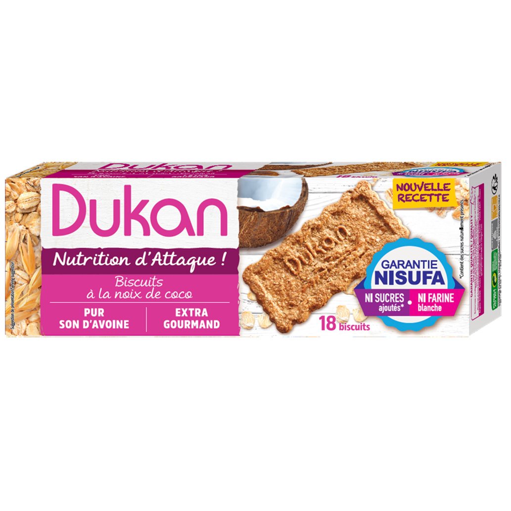 Dukan Nutrition d’ Attaque Biscuits a la Noix De Coco Μπισκότα Βρώμης με Γεύση Καρύδα 18 Τεμάχια