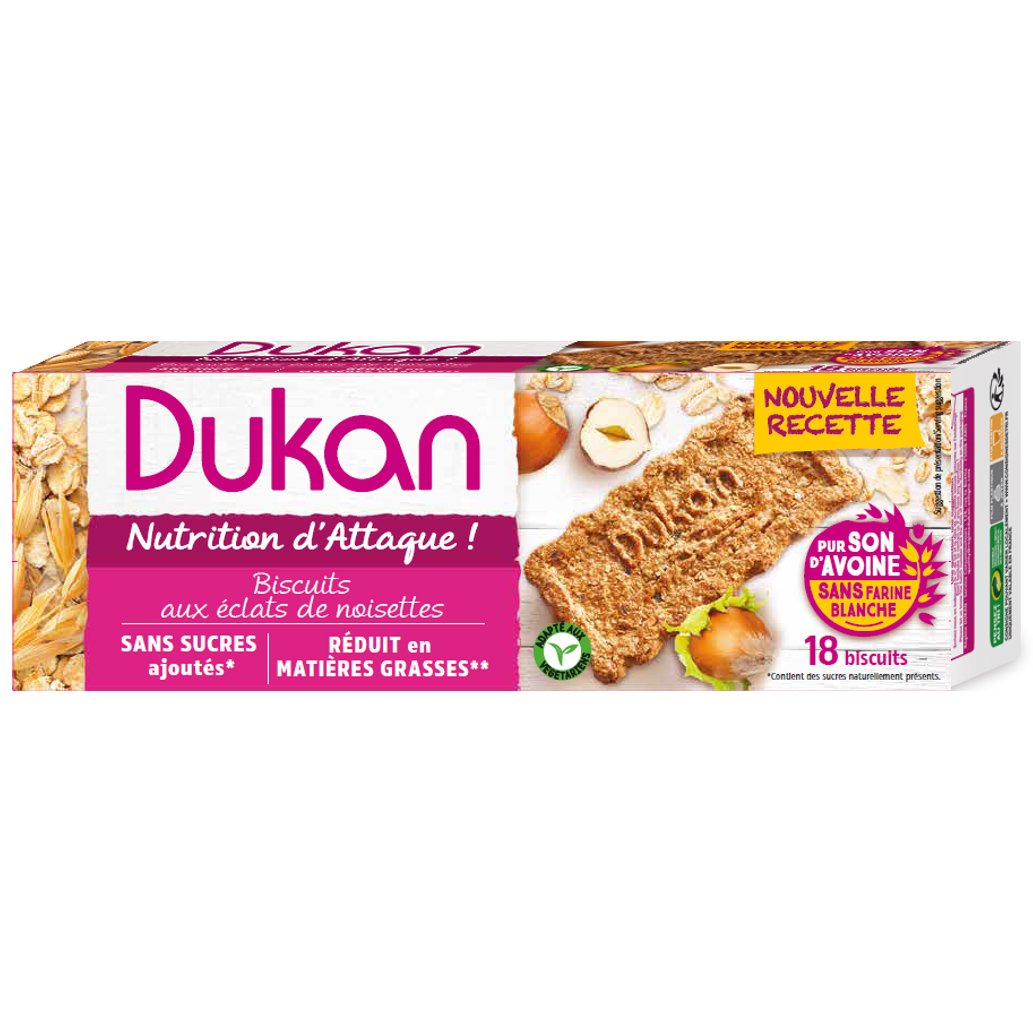 Dukan Nutrition d’ Attaque Biscuits Aux Eclats de Noisettes Μπισκότα Βρώμης με Γεύση Φουντούκι 18 Τεμάχια