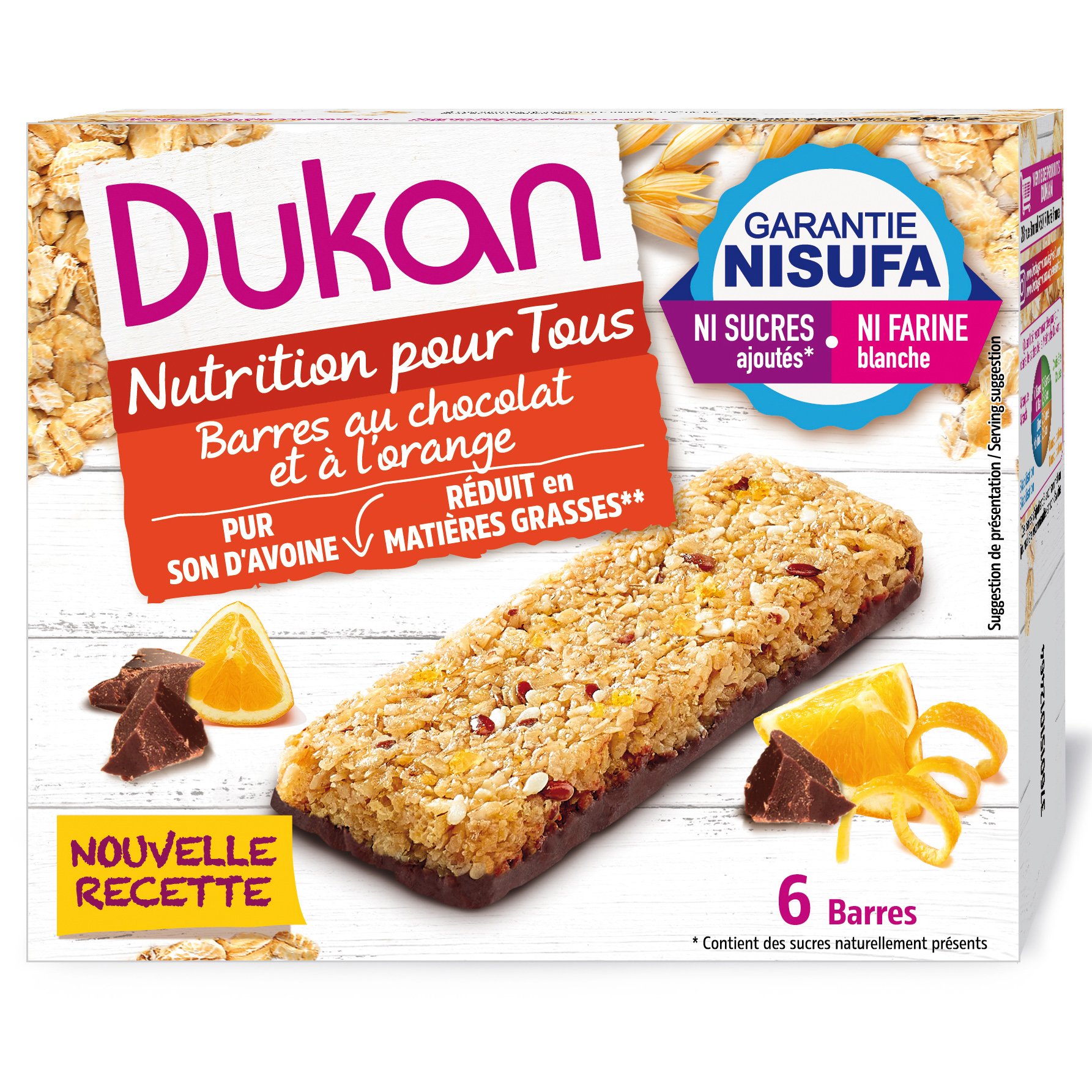 Dukan Nutrition Pour Tous Barres au Chocolat et a L’orange Μπάρες Βρώμης με Σοκολάτα και Πορτοκάλι 6×25 gr