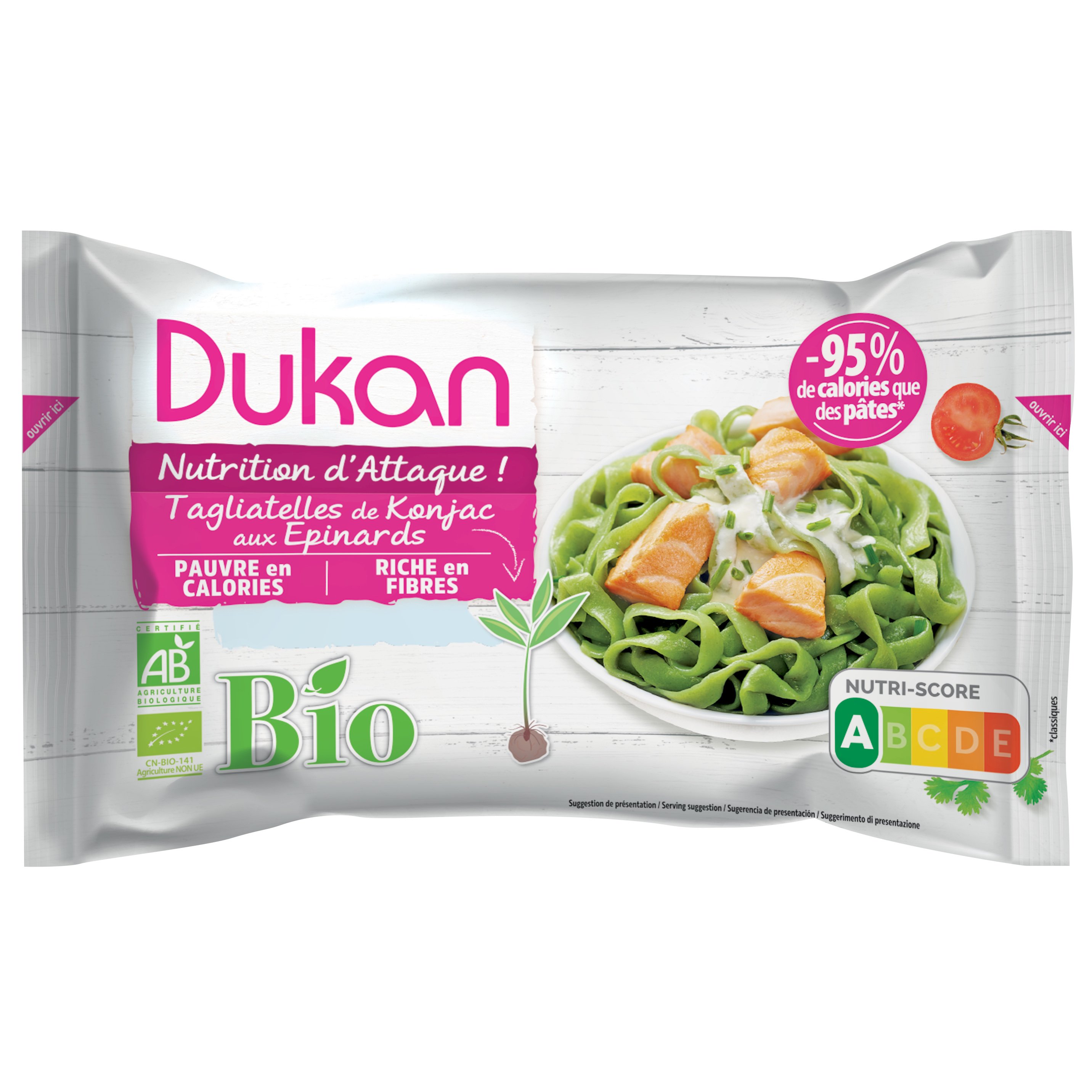 Dukan Nutrition d’ Attaque Tagliatelles de Konjac aux Epinards Konjac Ταλιατέλες με Σπανάκι 340 gr