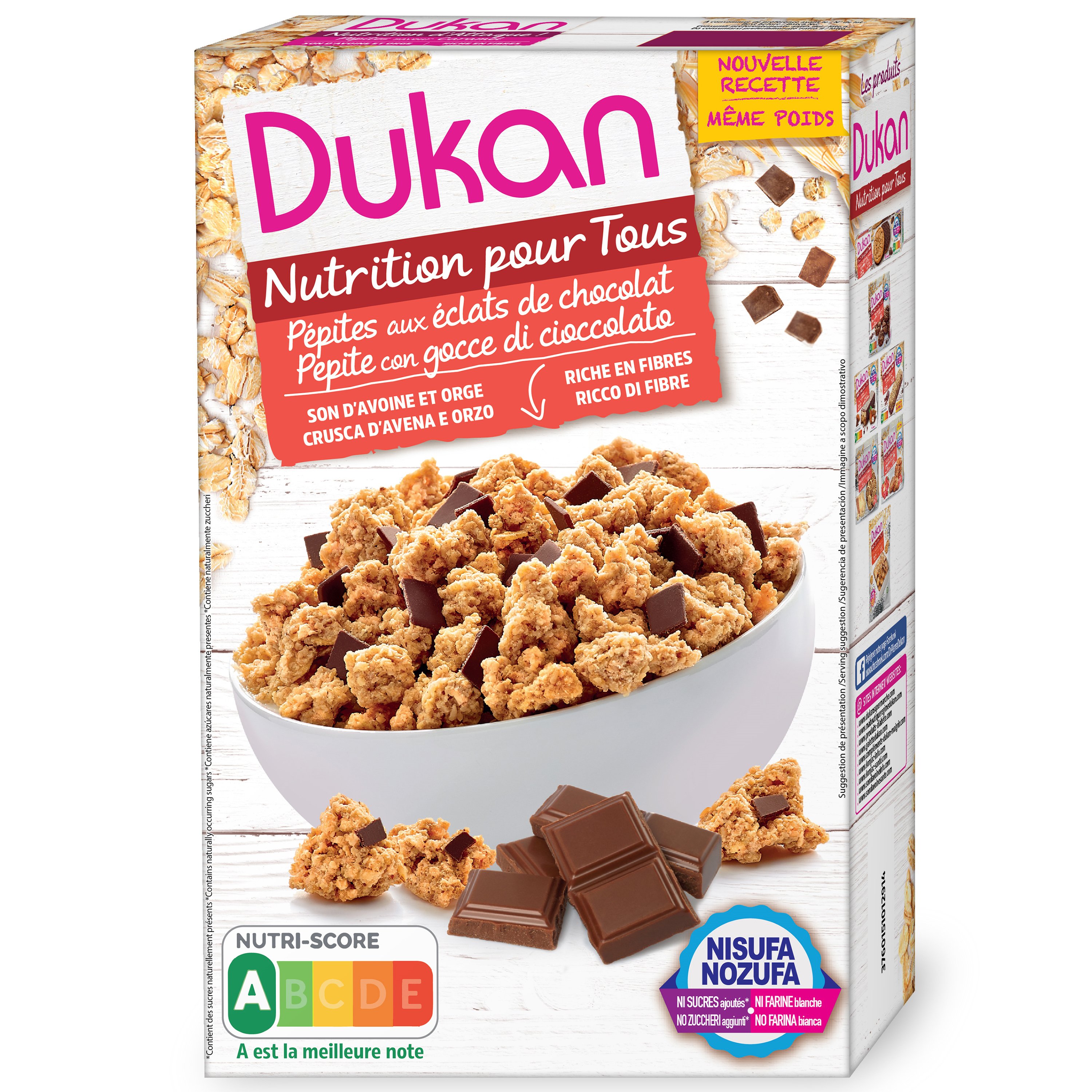 Dukan Nutrition Pour Tous Pepitew Aux Eclats de Chocolat Δημητριακά Βρώμης με Κομμάτια Σοκολάτας 350gr
