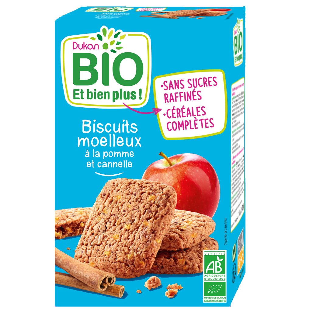 Dukan Bio Biscuits Moelleux a la Pomme et Canelle Μπισκότα Βρώμης με Μήλο και Κανέλα 150gr