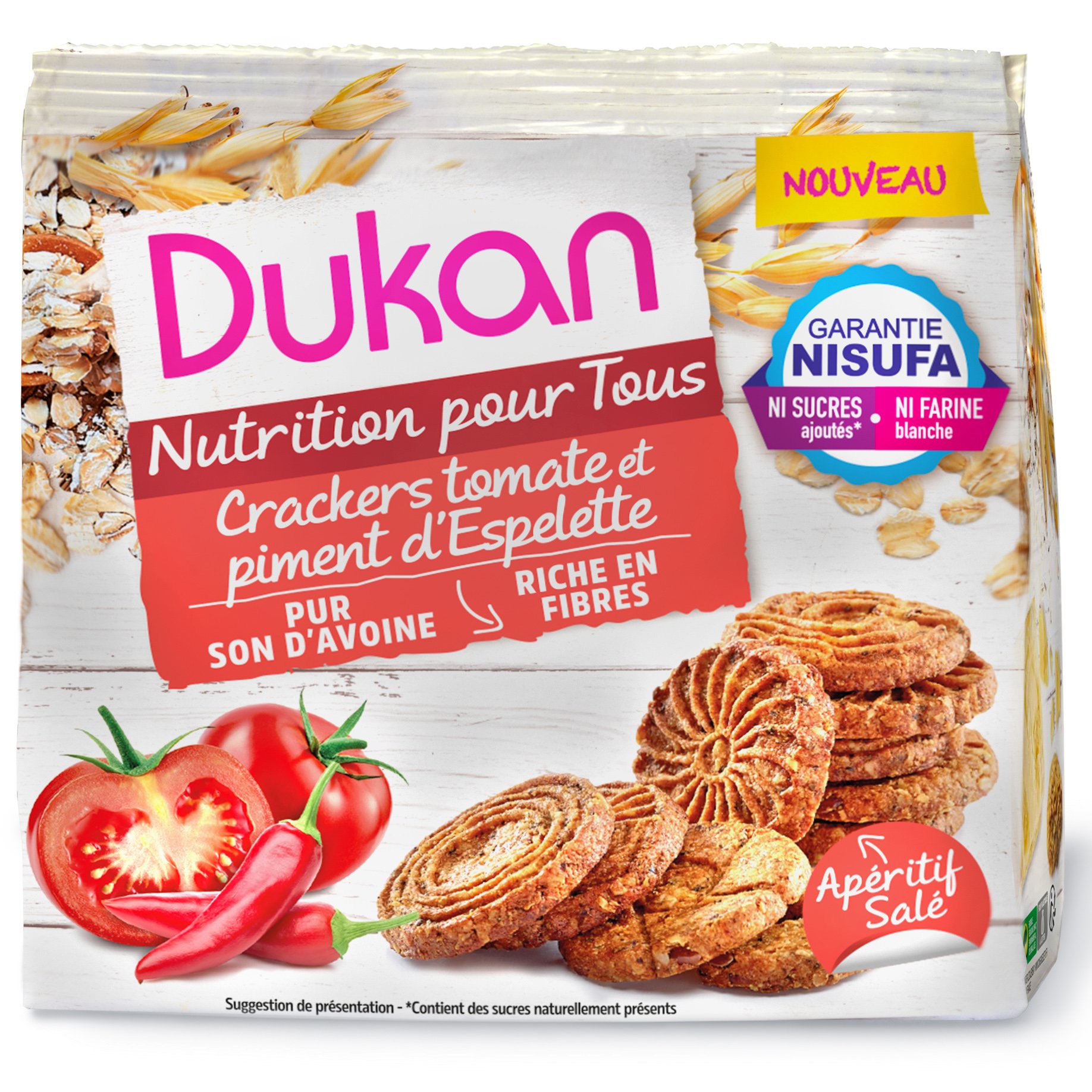 Dukan Nutrition Pour Tous Crackers Tomate et Piment d’Espelette Κράκερς Βρώμης με Τομάτα και Πιπεριά 100gr