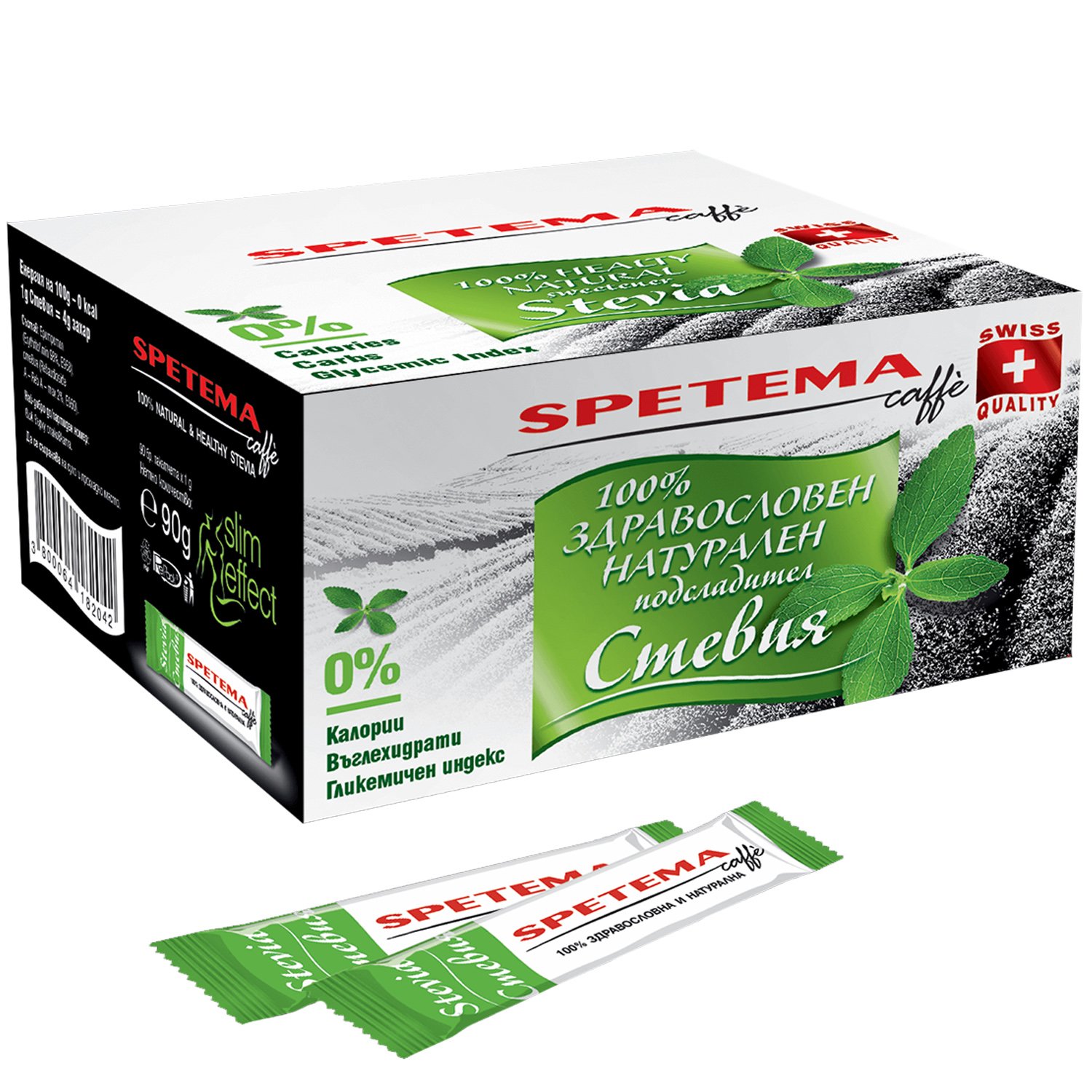 Spetema Stevia 0% Calories Γλυκαντικό Υποκατάστατο Ζάχαρης με Στέβια σε Stick 1g x 90 Τεμάχια