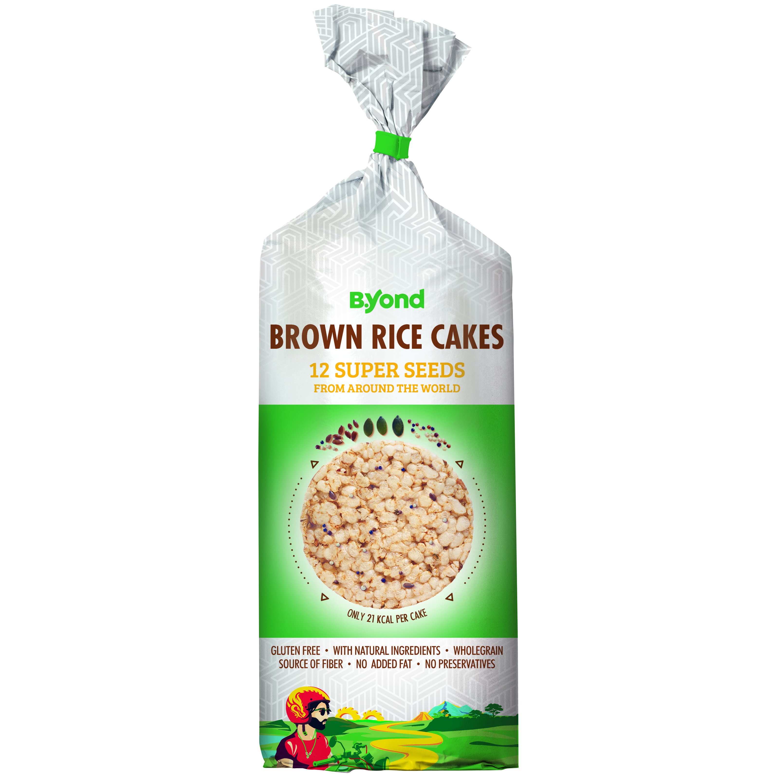 B.Yond Brown Rice Cakes 12 Super Seeds from Around the World Ριζογκοφρέτες Καστανού Ρυζιού με 12 Σούπερ Σπόρους Από Όλο τον Κόσμο 100g