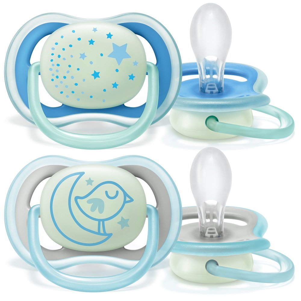 Avent Ultra Air Night Πιπίλα Ελαφριά για να Αναπνέει το Δέρμα του Μωρού Μπλε 6-18m SCF376/21