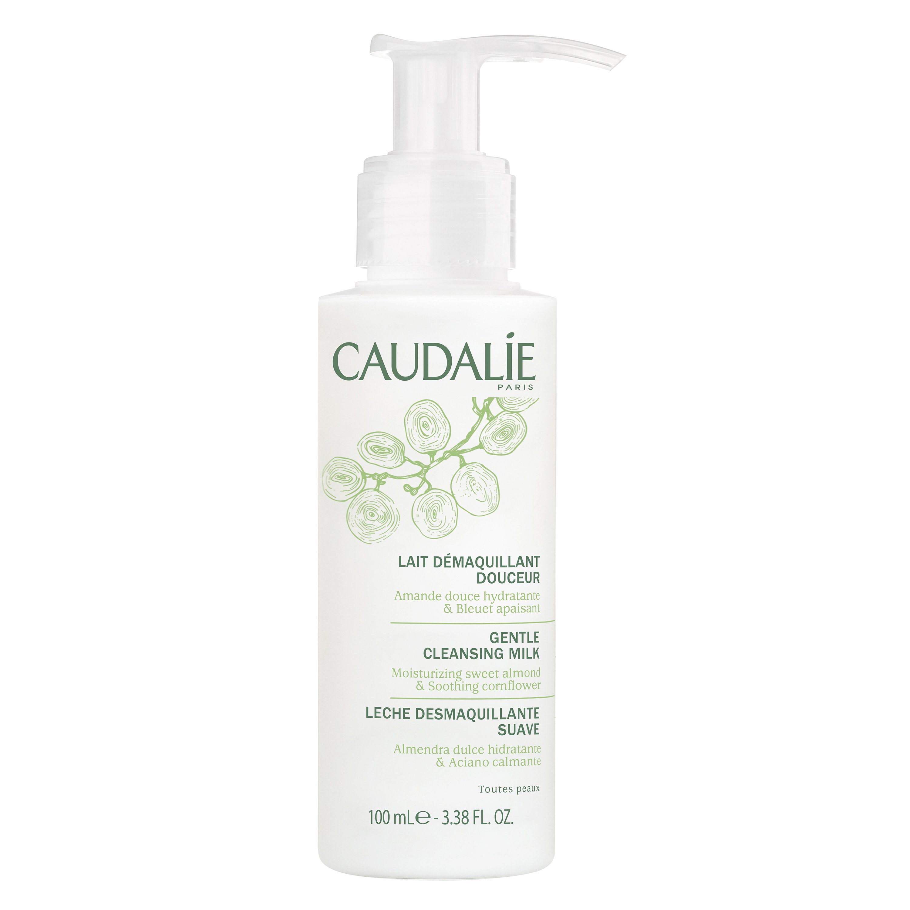 Caudalie Gentle Cleansing Milk Απαλό Γαλάκτωμα Ντεμακιγιάζ Προσώπου & Ματιών με Αμύγδαλο & Μύρτιλο Travel Size 100ml