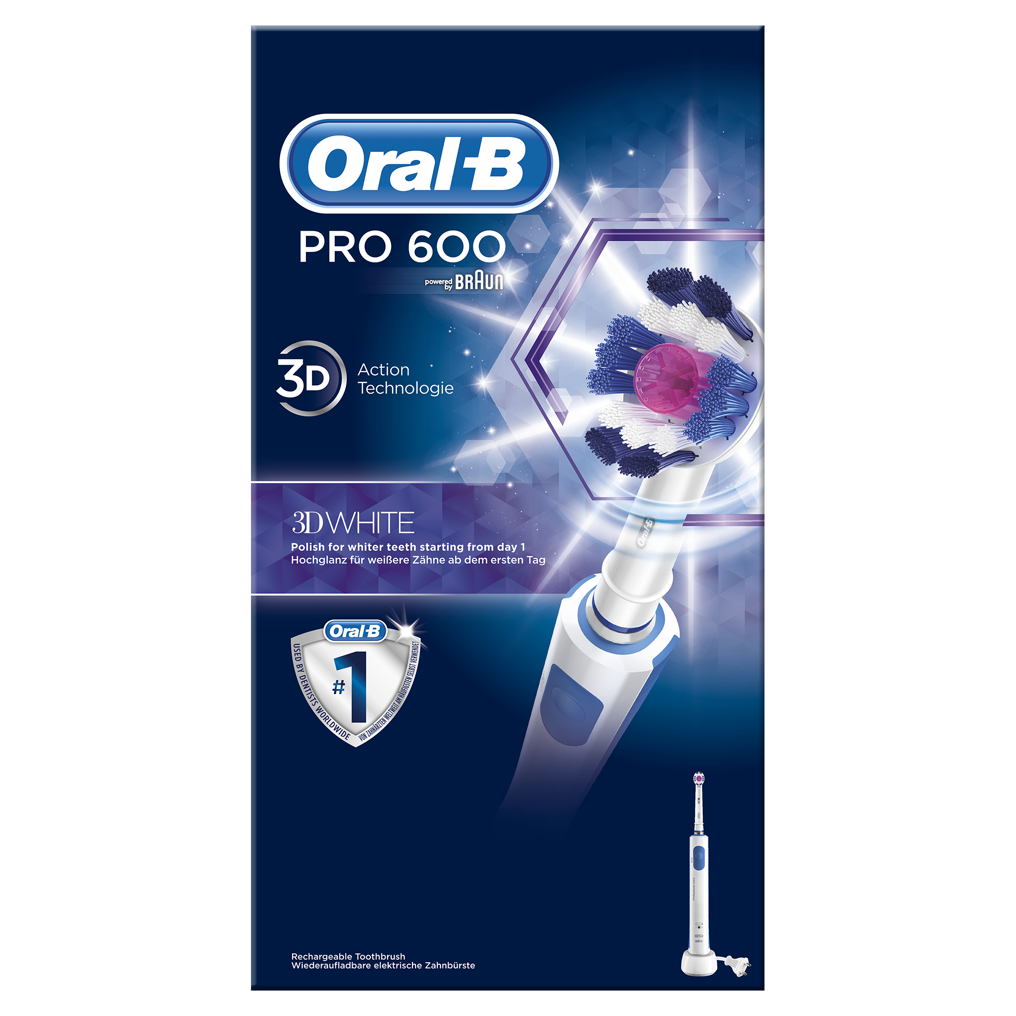 Pro 600 3D White & Clean Ηλεκτρική Οδοντόβουρτσα – Oral-B,Τριπλή Δράση για Μέχρι & 3x Πιο Βαθύ Καθαρισμό Ανάμεσα στα Δόντια