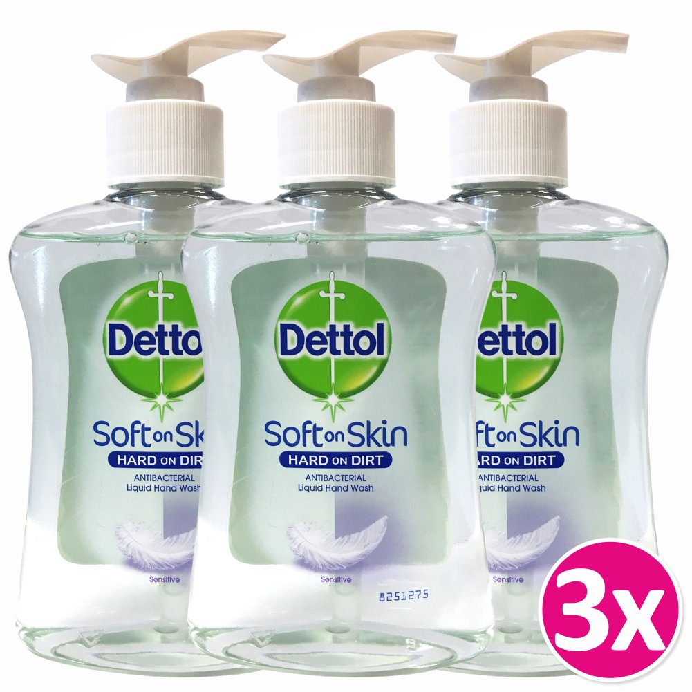 Dettol Πακέτο Προσφοράς Liquid Soap Sensitive Αντιβακτηριδιακό Υγρό Κρεμοσάπουνο Χεριών για Ευαίσθητες Επιδερμίδες 3x250ml
